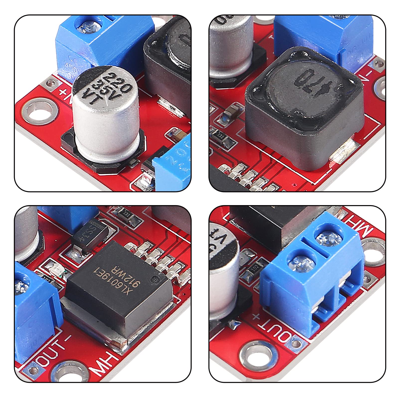 Dweii 4Pcs Xl6019 5A High Power Current Dc To Dc Step Up 5V 6V 12V 24V 3 35V To 5 40V Converter Adjustable Voltage Regulator Pow