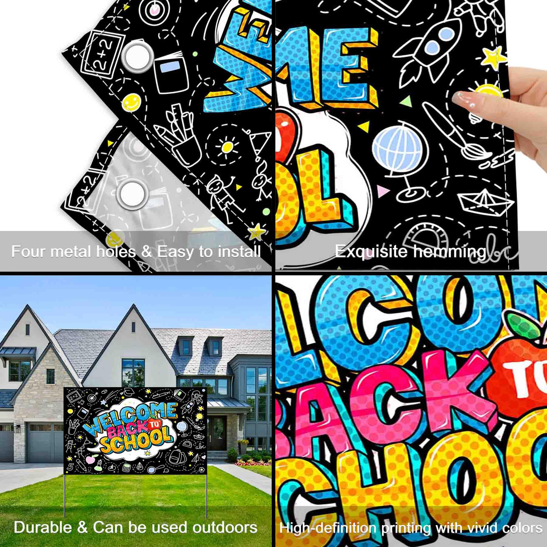 Zthmoe 72X43Inch Welcome Back To School Backdrop First Day Of Kindergarten Black Photography Background Teachers And Students Lu