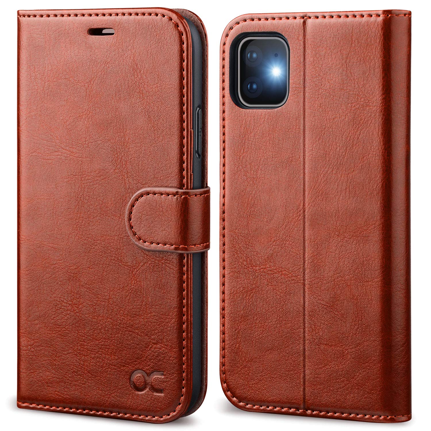 Ocase Iphone 11 Case, Iphone 11 Wallet Case With Card Holder, Pu Leather Flip Case With Kickstand And Magnetic Closure, Tpu Shoc