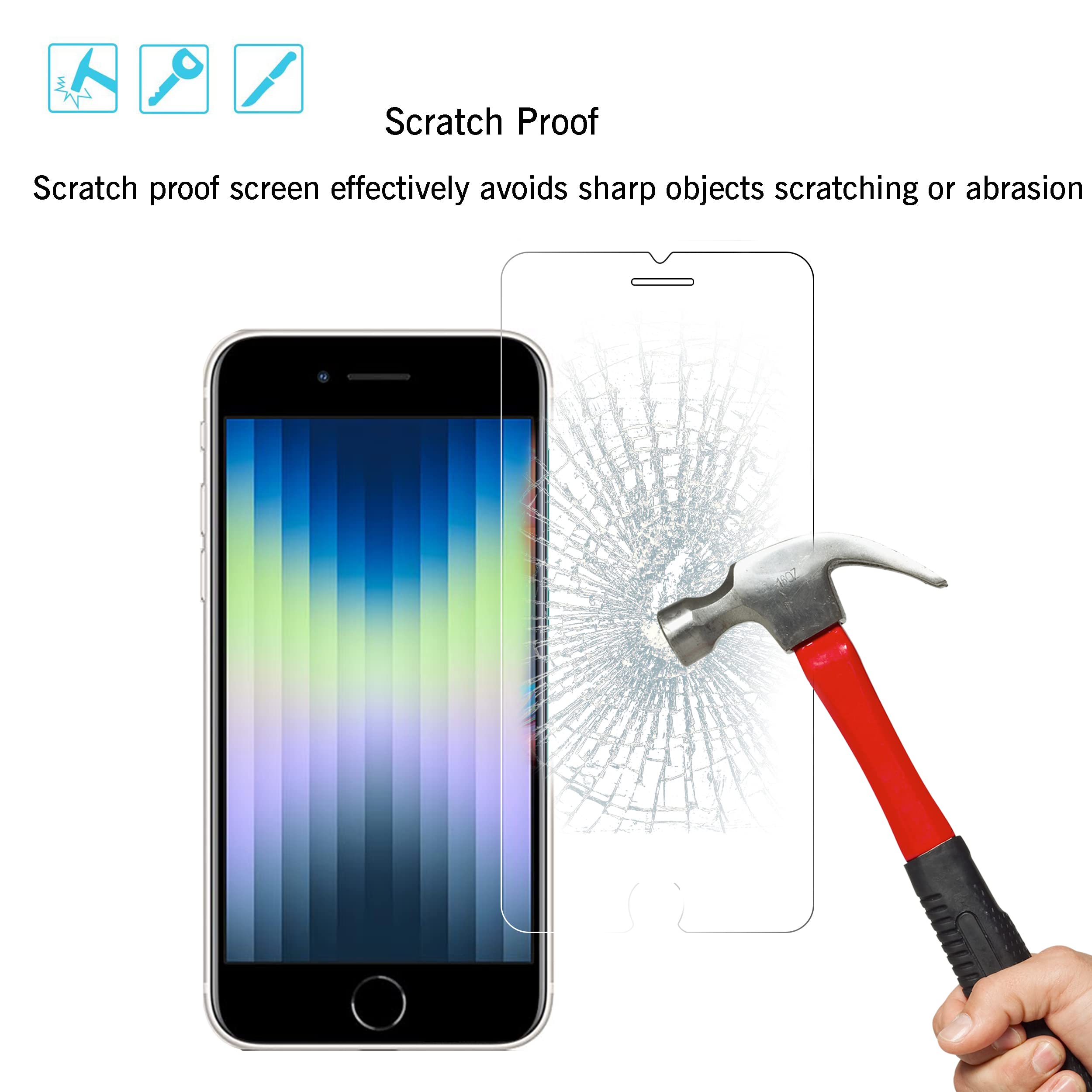 Ailun Screen Protector For Iphone Se 2020 2Nd/2022 3Rd Generation, Iphone 8,7,6S,6, 4.7 Inch Tempered Glass 0.25Mm Case Friendly