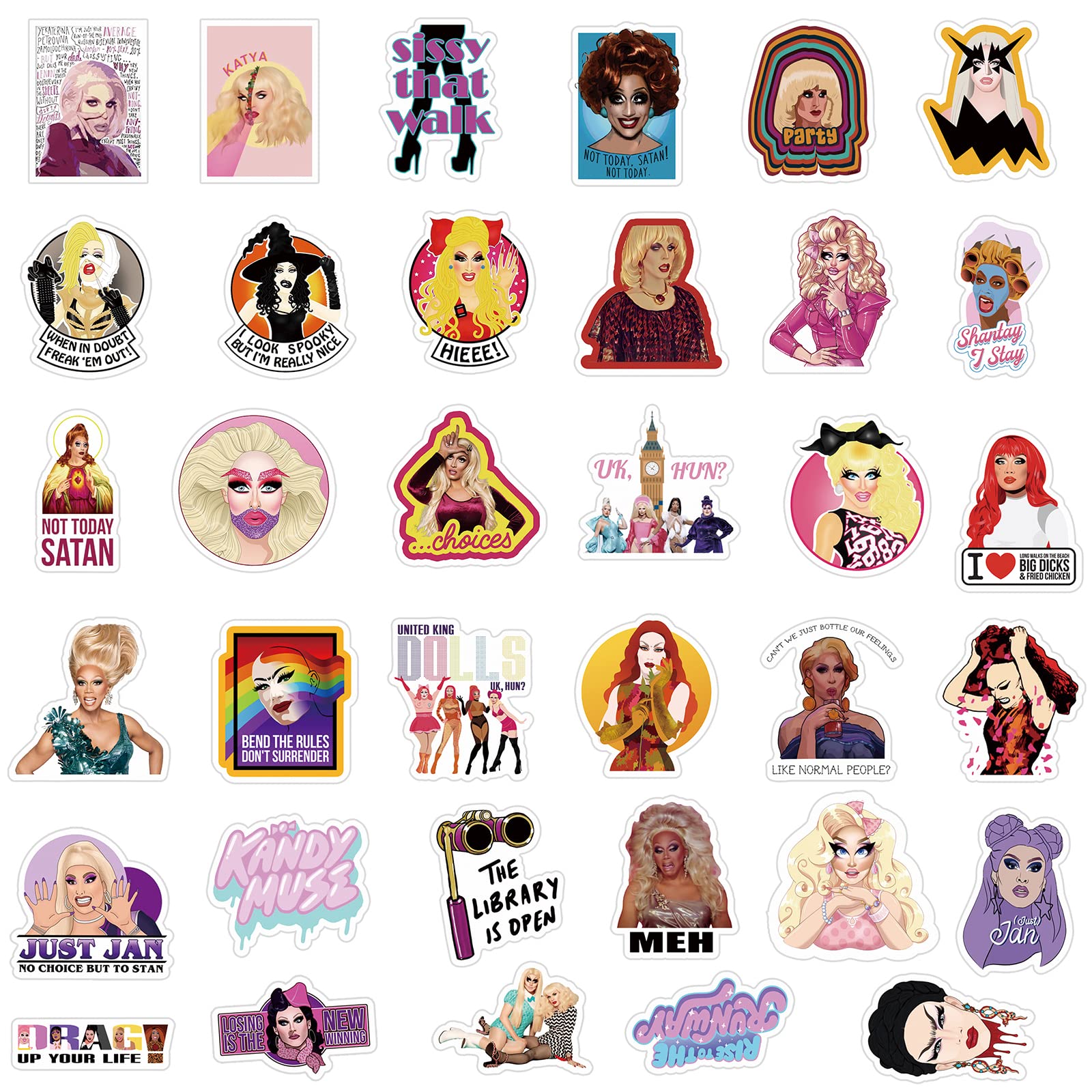 100Pcs Rupaul'S Drag Race Stickers Pack, Funny Reality Show Aesthetic Vinyl Waterproof Stickers For Water Bottles,Laptop,Skatebo