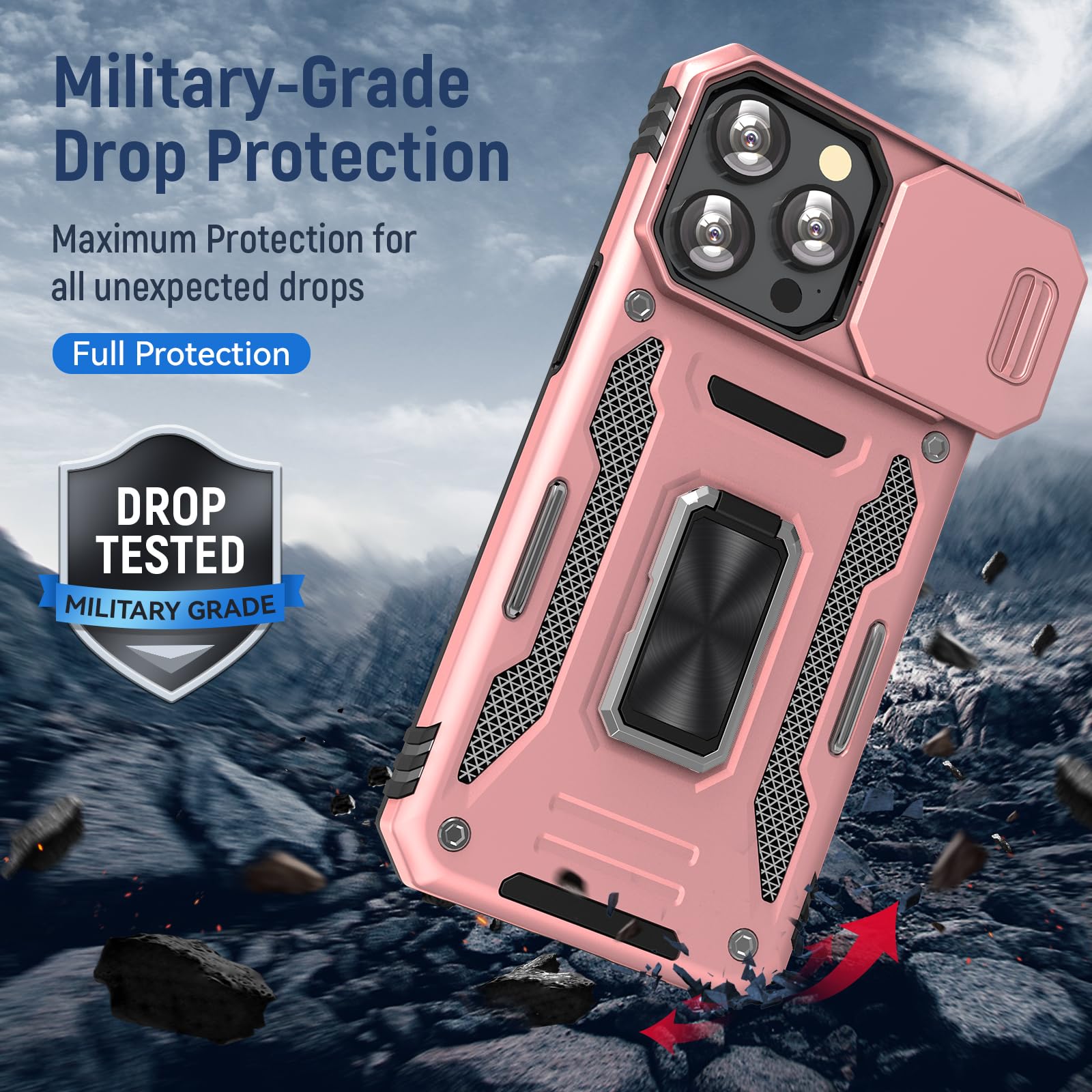 Sefing Phone Case For Iphone 15 Pro Case Iphone 15 Pro Phone Case With Camera Cover, With Ring Holder Kickstand, With Magnetic C