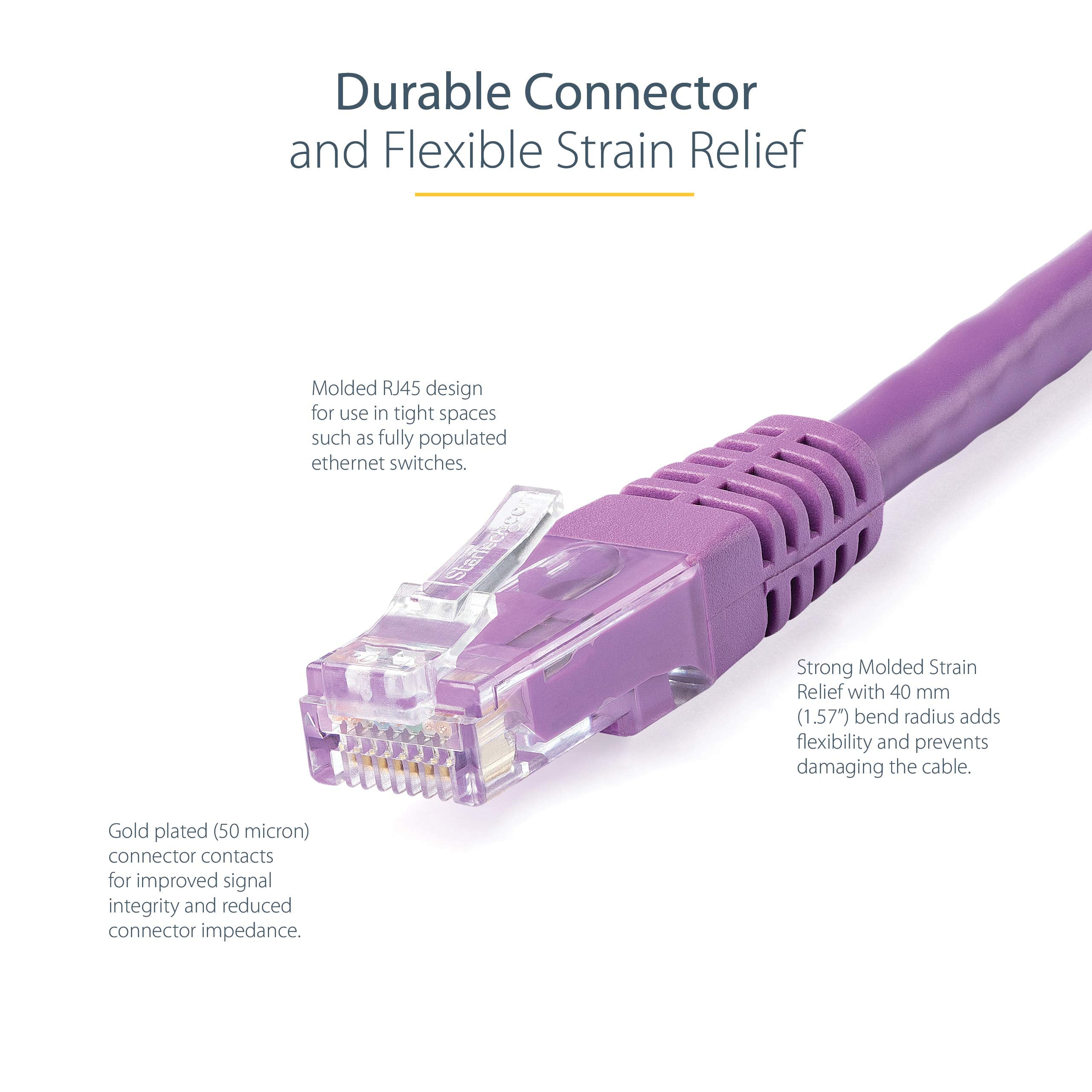 Startech.Com 20Ft Cat6 Ethernet Cable   Purple Cat 6 Gigabit Ethernet Wire  650Mhz 100W Poe++ Rj45 Utp Molded Category 6 Network