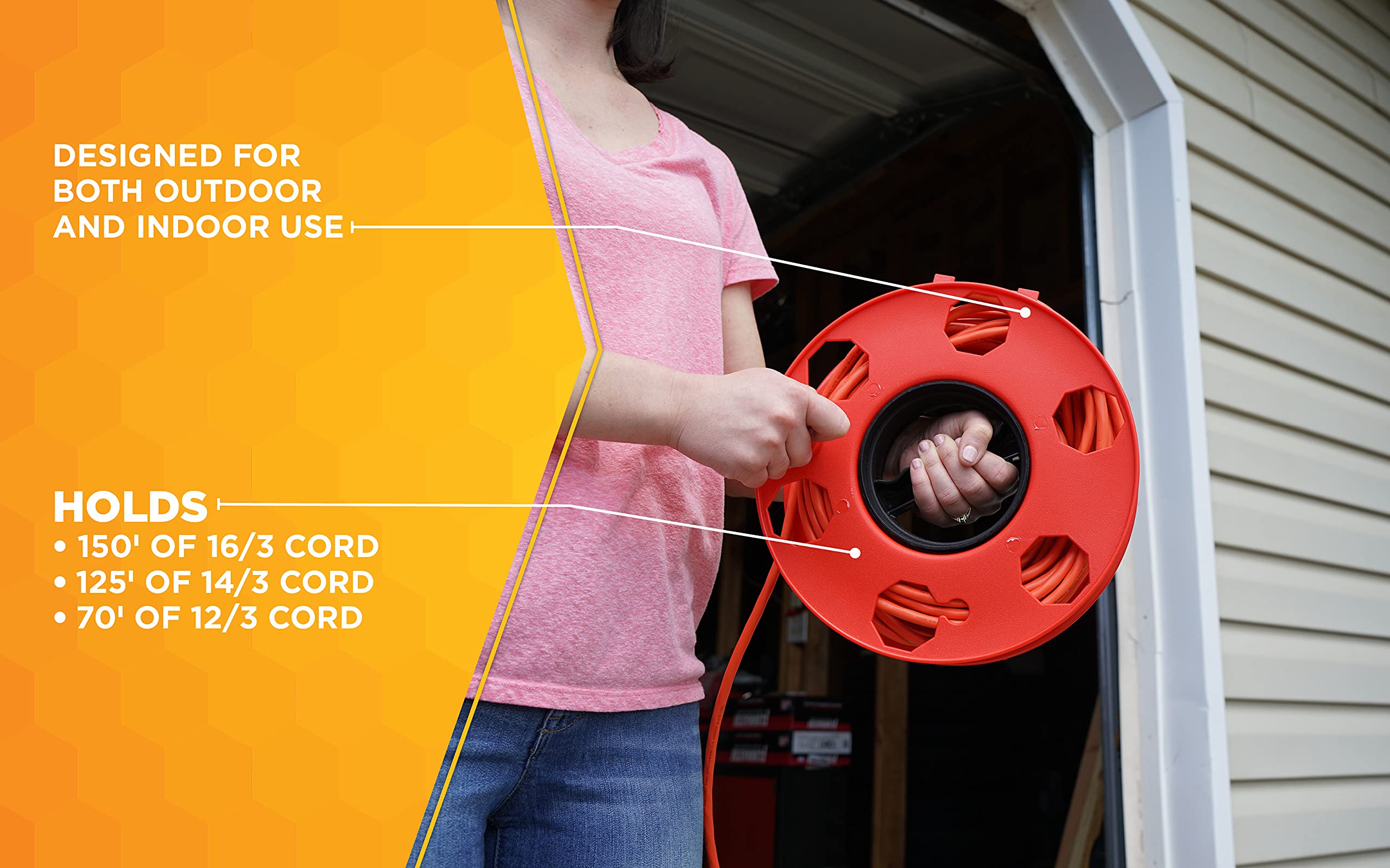 Woods E 102 Heavy Duty Cord Storage Wheel, 125 Foot