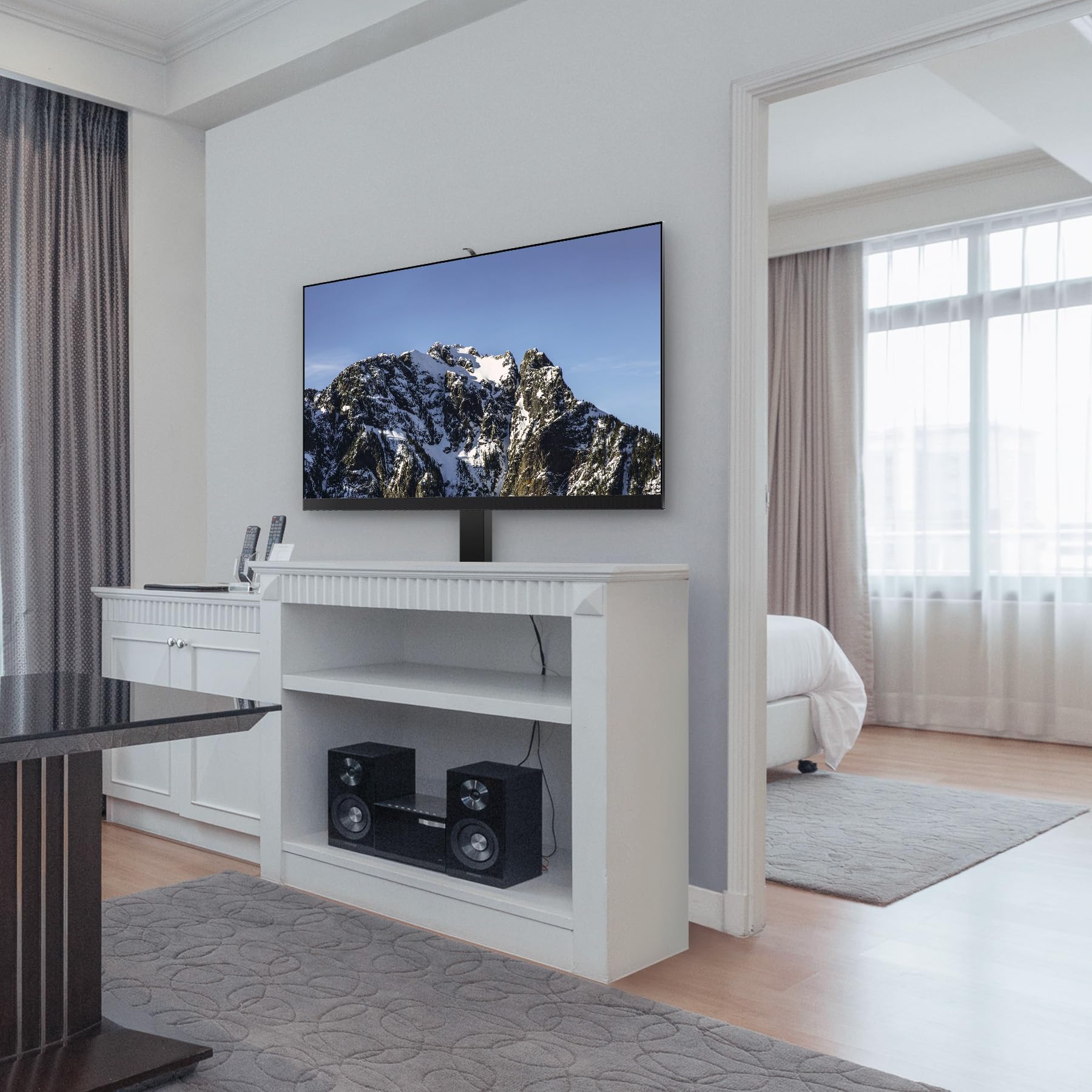 Co Z Motorized Tv Lift For 32'' To 57'' Tvs Up To 165Lb & 400X400 Vesa, Height Adjustable Tv Stand & Wall Mount With Remote Cont