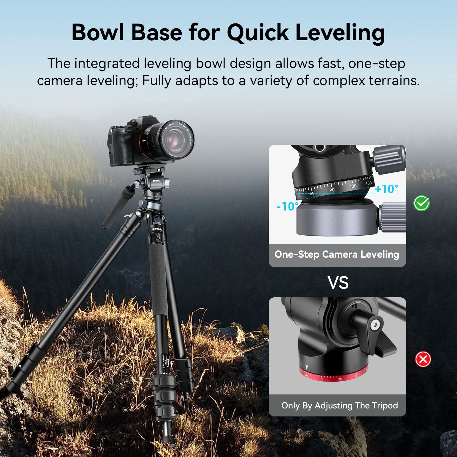 Smallrig Video Head With Leveling Base, Quick Release Plate For Arca Swiss And Adjustable Handle, Tripod Pan Tilt Head Fluid Hea