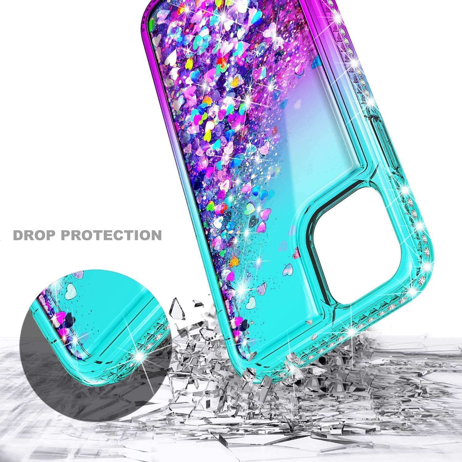 Ngb Compatible With Iphone 11 Pro Max Case With Tempered Glass Screen Protector, Ring Holder/Wrist Strap, Girls Women Liquid Bli