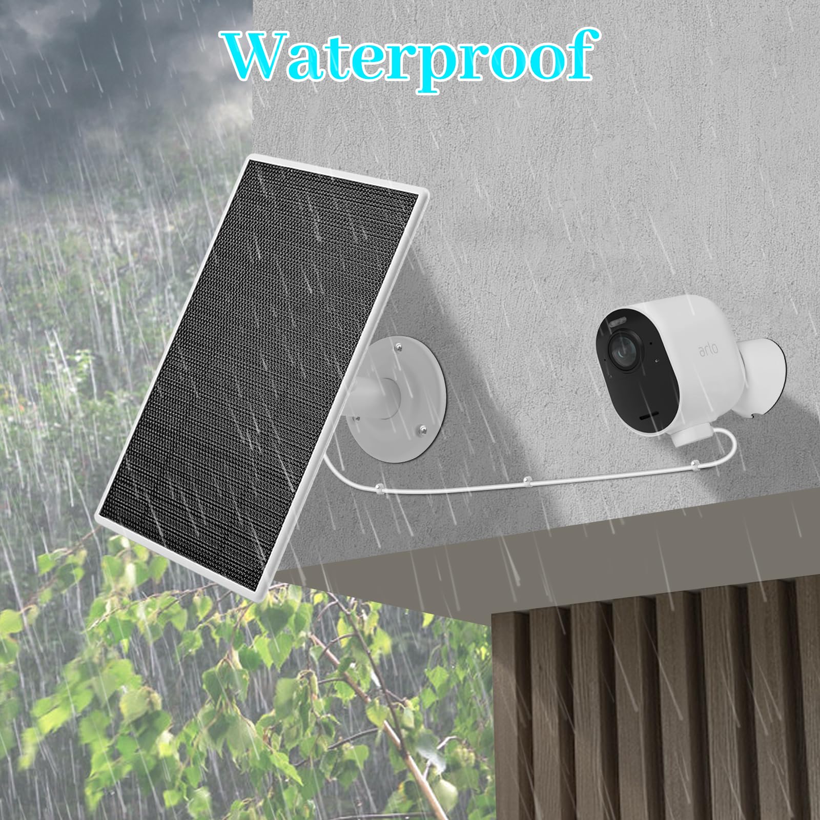 Solar Panel Charger For Arlo Camera, Power Compatible With Pro 4, Arlo Pro 5S, Pro 3, Ultra 2, And Ultra Cameras, 13Ft/4M Cable,