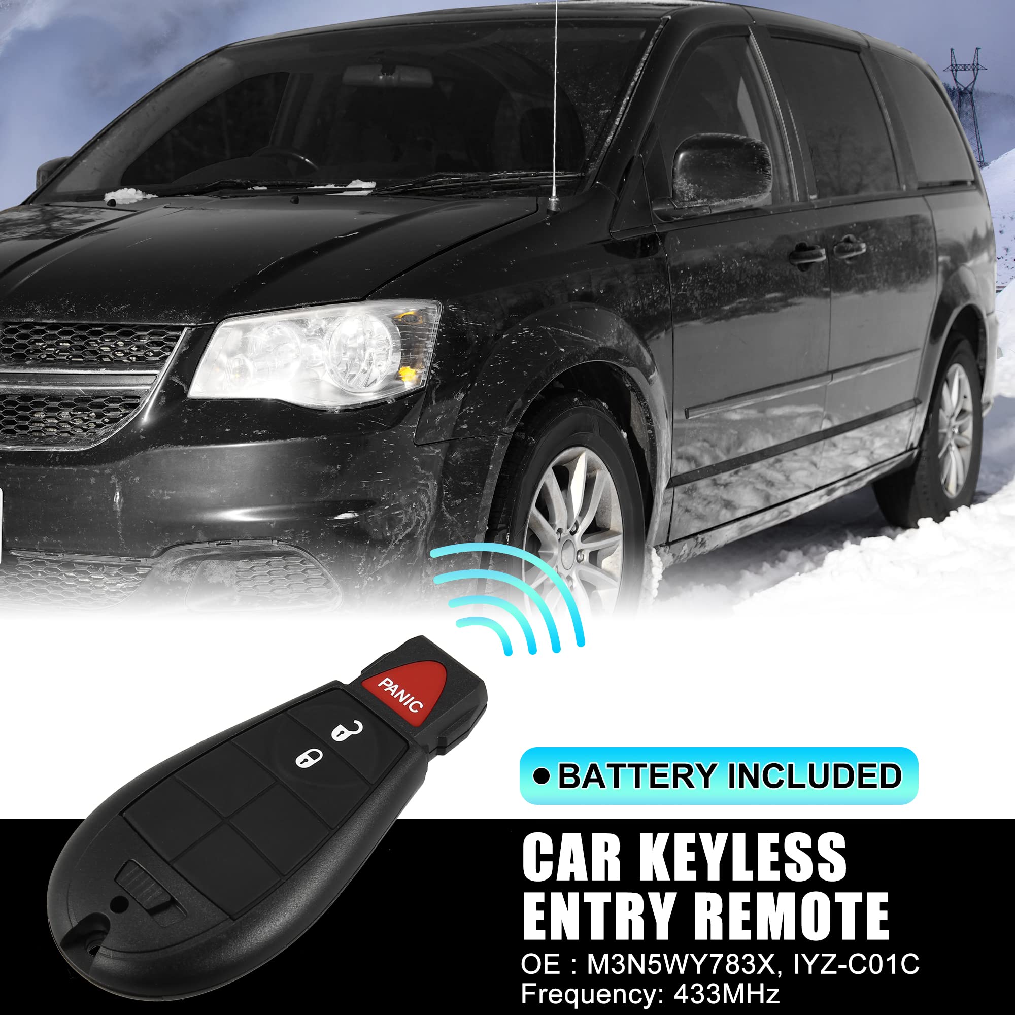 X Autohaux Replacement Keyless Entry Remote Car Key Fob M3N5Wy783X 433Mhz For Dodge Grand Caravan Challenger Charger Durango For