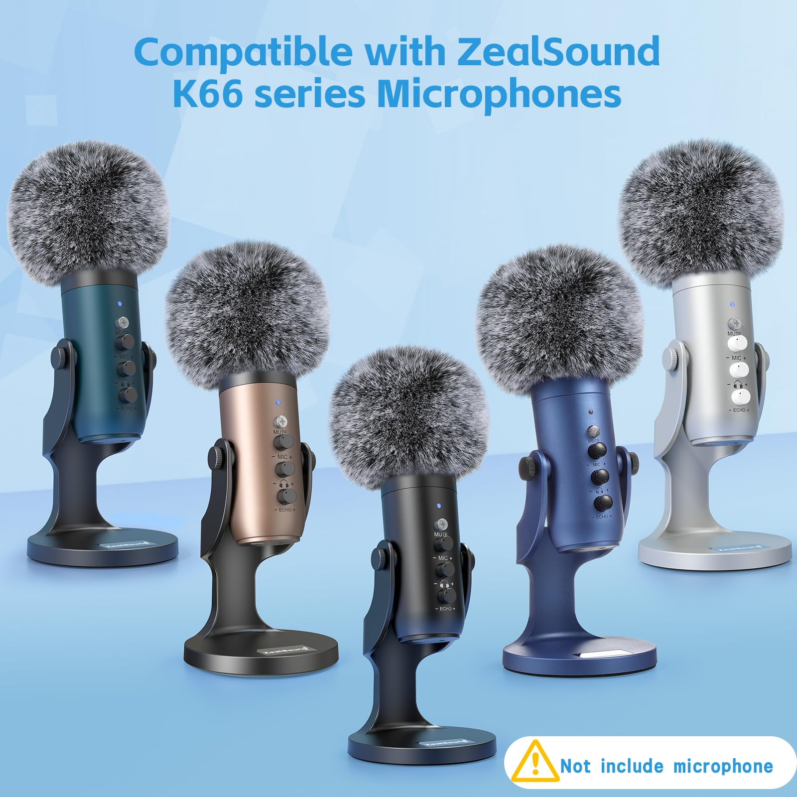 Zealsound Blue Yeti Pop Filter For Blue Yeti Microphone,Mic Foam Cover With Furry Windscreen Muff Windshield For Zealsound K66/Y