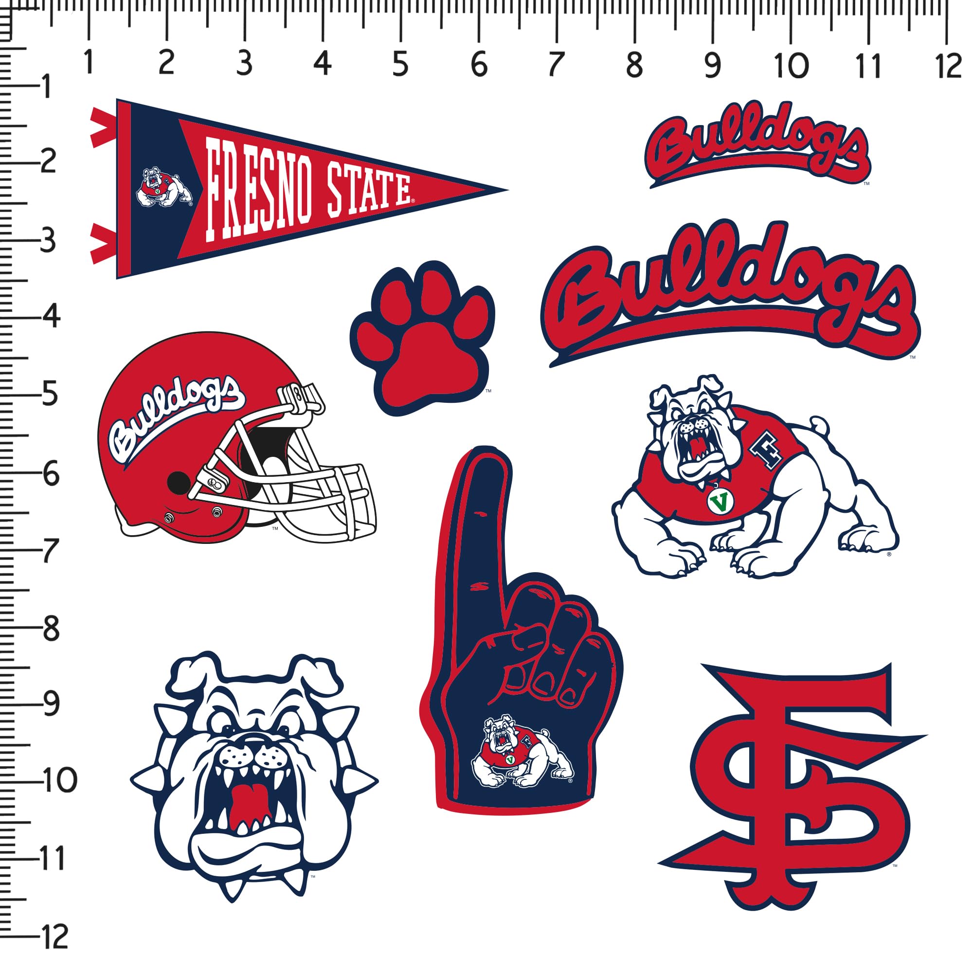 GRAPHICS & MORE Fresno State University Vinyl Stickers - 9 Pack for Laptop, Water Bottle, Scrapbooking, Indoor/Outdoor Use