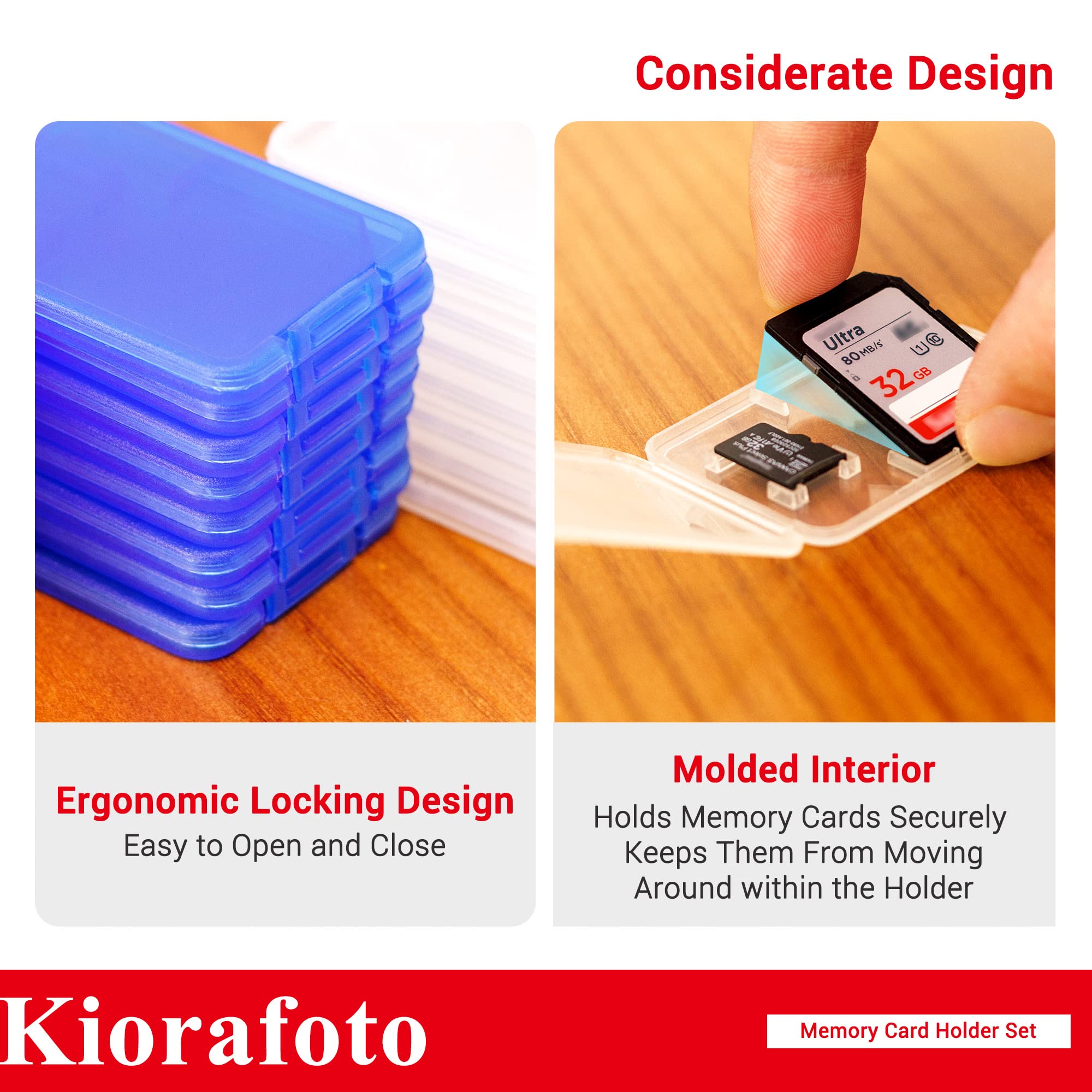 Kiorafoto 24 Pcs Multi Color Clear Plastic Memory Card Case Holder For 24 Sd Sdxc Sdhc & 24 Micro Sd Sdxc Sdhc Tf Cards, Transpa