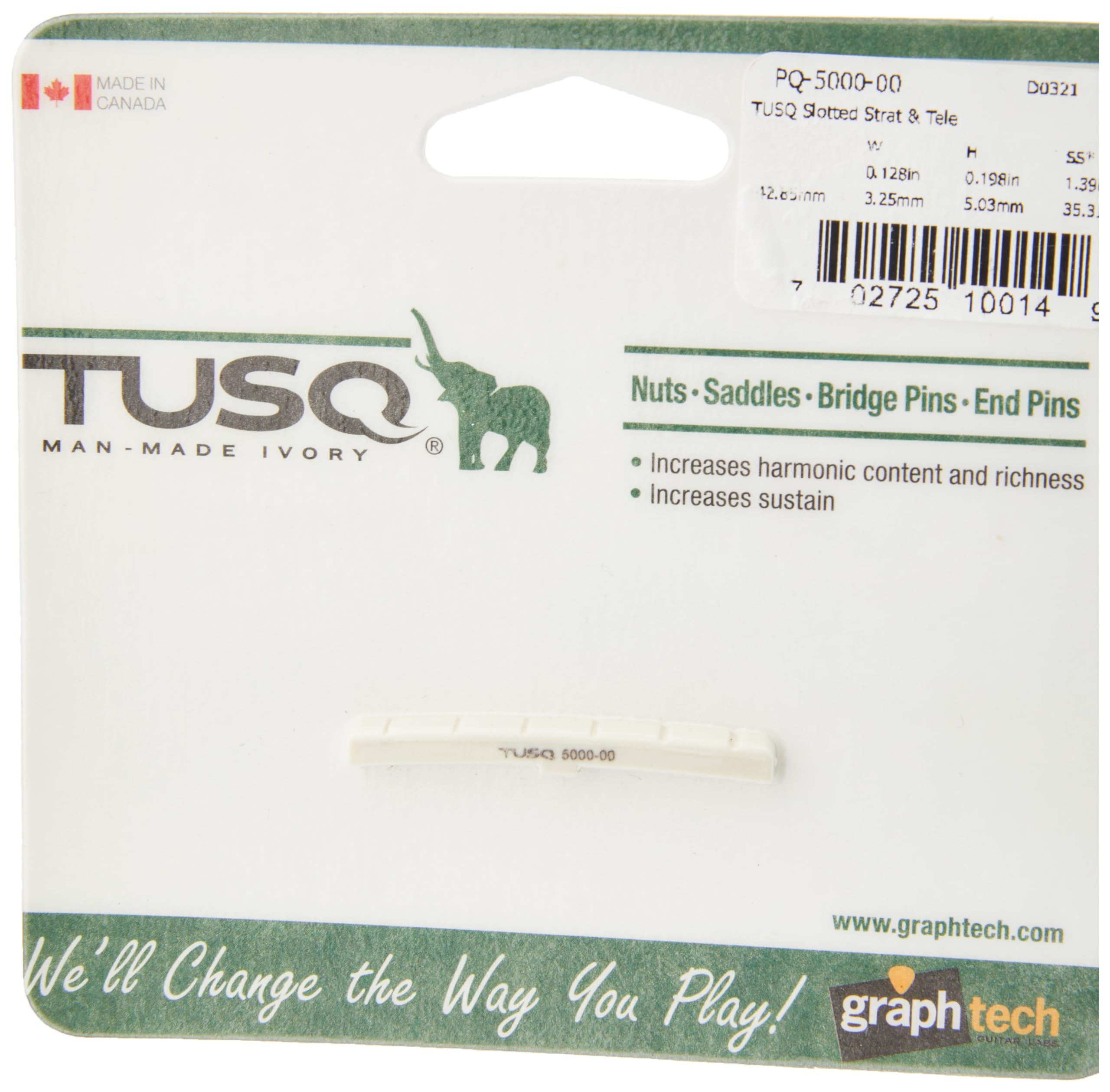 Graphtech Pq500000 Tusq Electric Guitar Nut, Fender Style Slotted