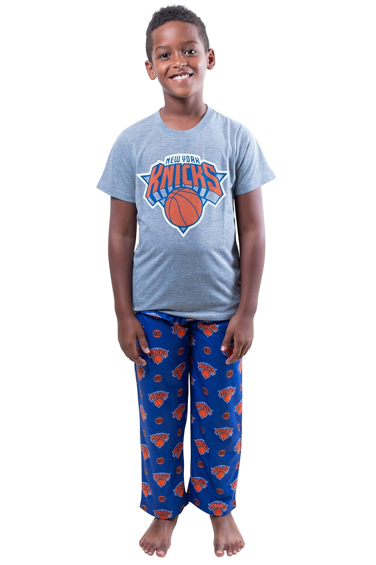 Ultra Game Nba New York Knicks Youth 2 Piece Pjs Lounge Pants  Tee Set, Team Color, 8