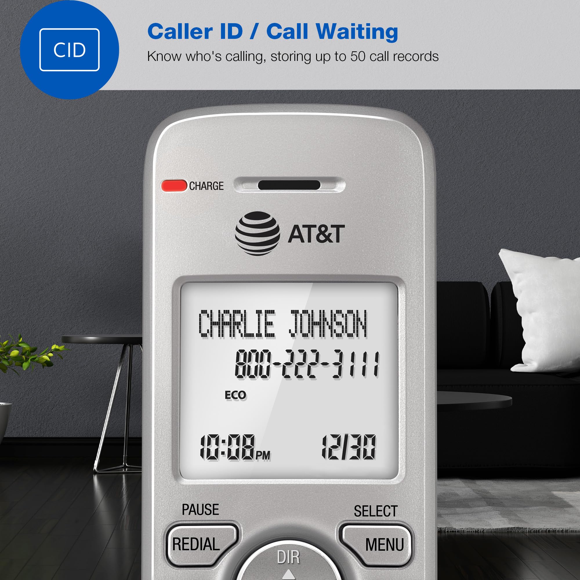 At&T 5 Handset Dect 6.0 Cordless Home Phone With Lcd Display, Lighted Keypad, Caller Id/Call Waiting, Simulated Full Duplex Hand