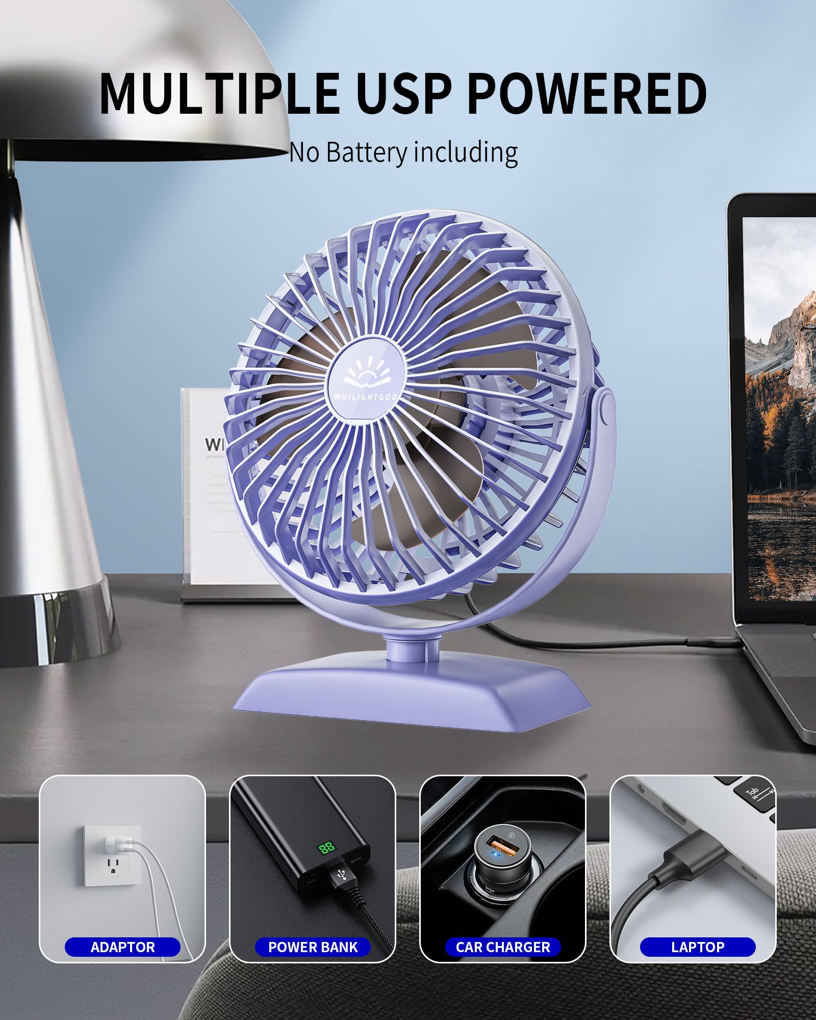 Usb Desk Fan, Mini Fan But Powerful, Portable Usb Fan With 3 Speeds, Quiet Table Personal Fan, 360Rotate Coolness, Small Table F