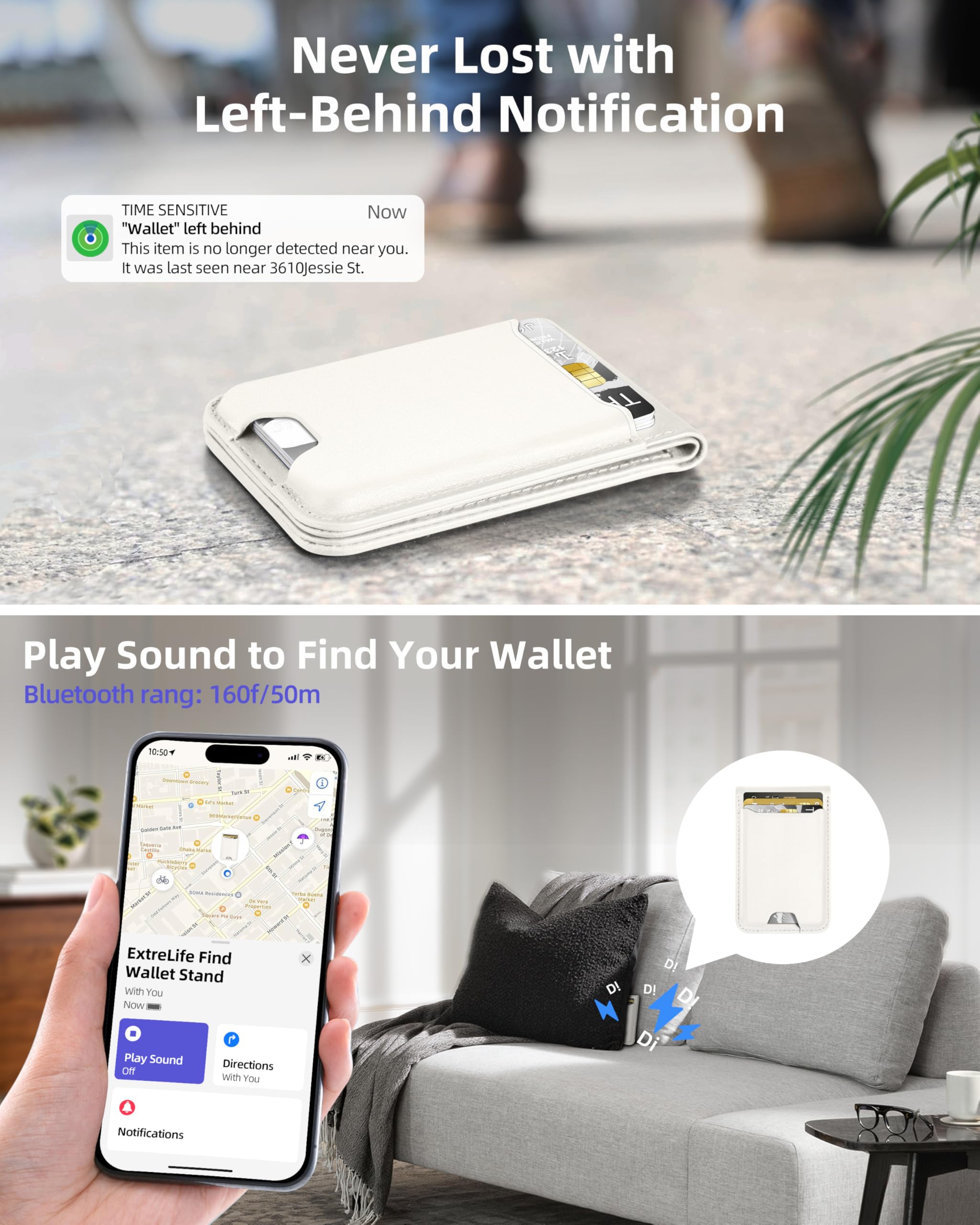 For Magsafe Wallet, Works With Apple Find My, Strongest Magnetic Wallet For Iphone 16/15/14/13/12 Series, For Iphone Wallet With