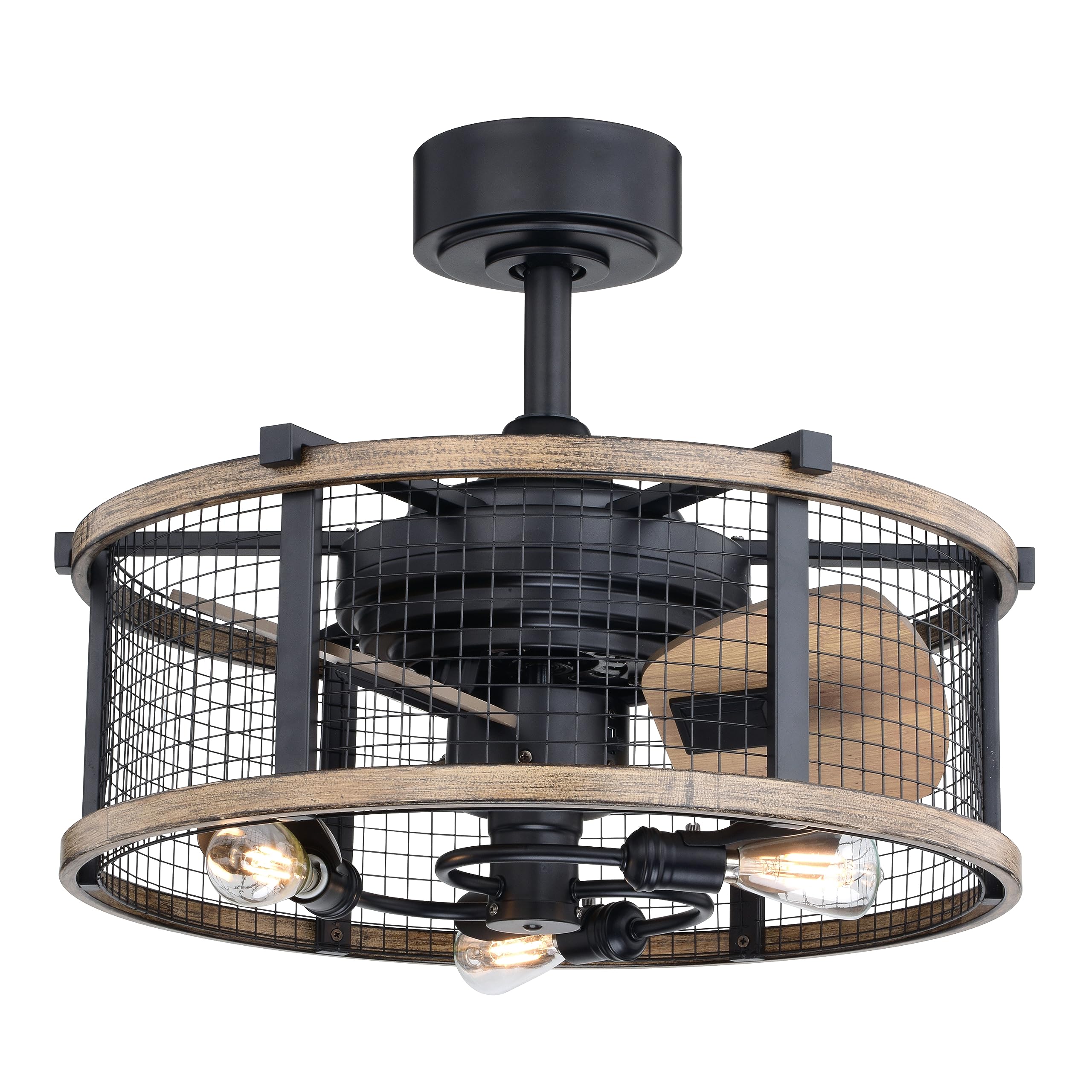 VAXCEL Humboldt 21 inch, Steel, Industrial Farmhouse Ceiling Cage Fan with LED Light, Remote Control, Bronze, Indoor/Outdoor, Bu