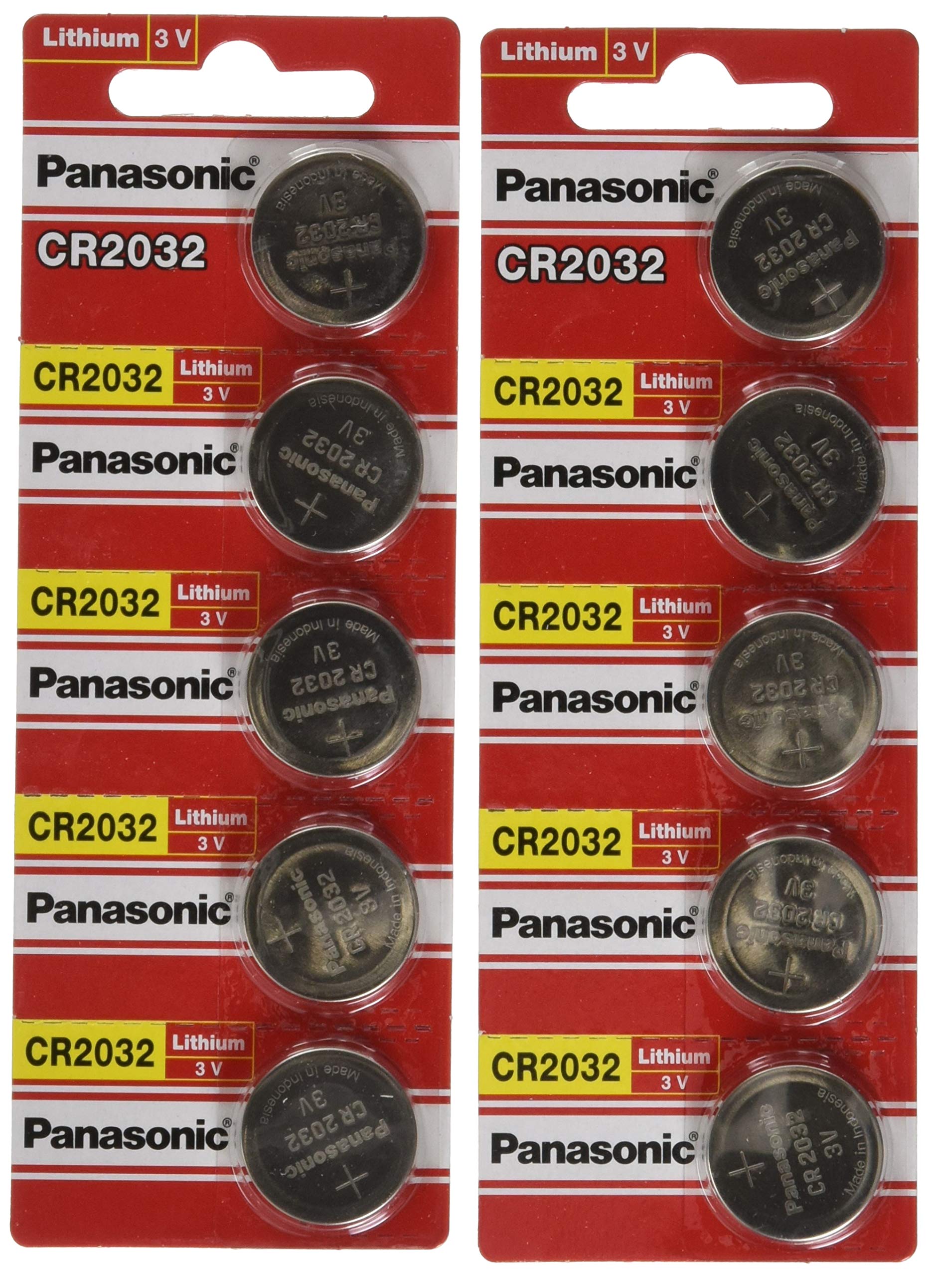[ 10 Pcs ]    Panasonic Cr2032 3V Lithium Coin Cell Battery Dl2032 Ecr2032 ( Pack Of 10 )