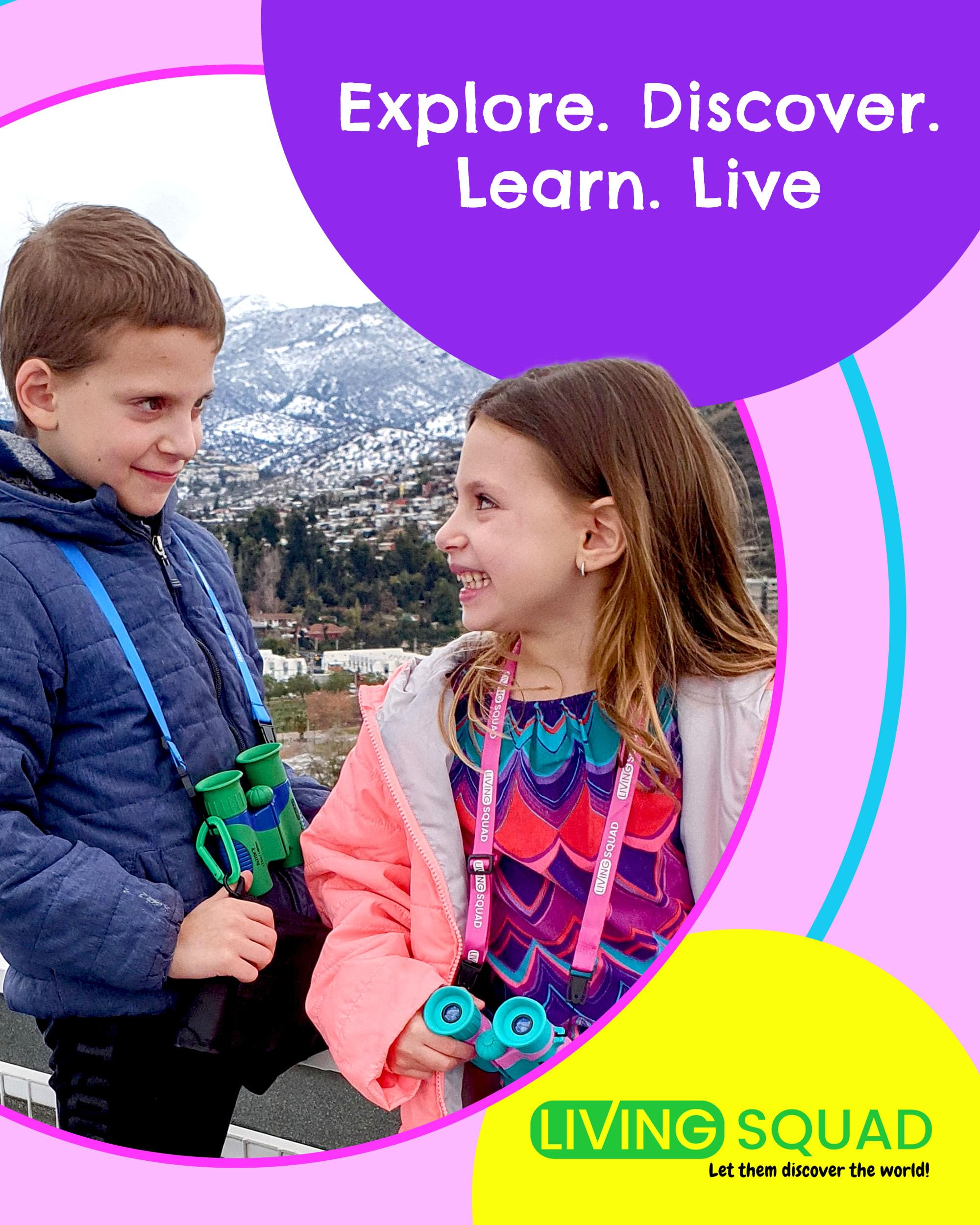 Living Squad Binoculars For Kids 8X21   Kids Age 3 12 Binoculars Set For Clear Images   Compact Shockproof Kids Binoculars Set F