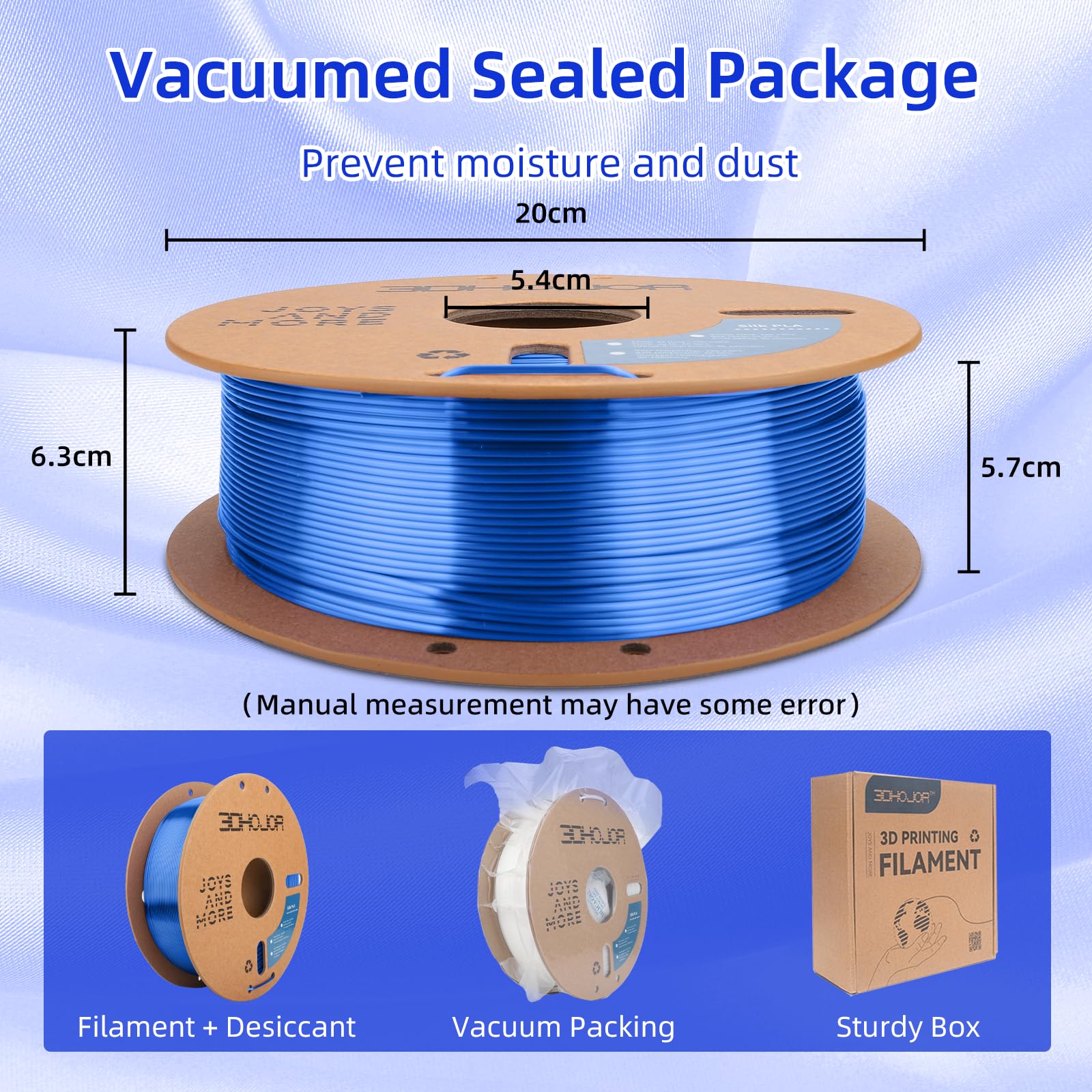 3Dhojor Silk Gold Pla Filament 1.75Mm, Pla Filament 1.75Mm Silk Shiny 3D Printer Filament, 1Kg Cardboard Spool (2.2Lbs), Dimensi