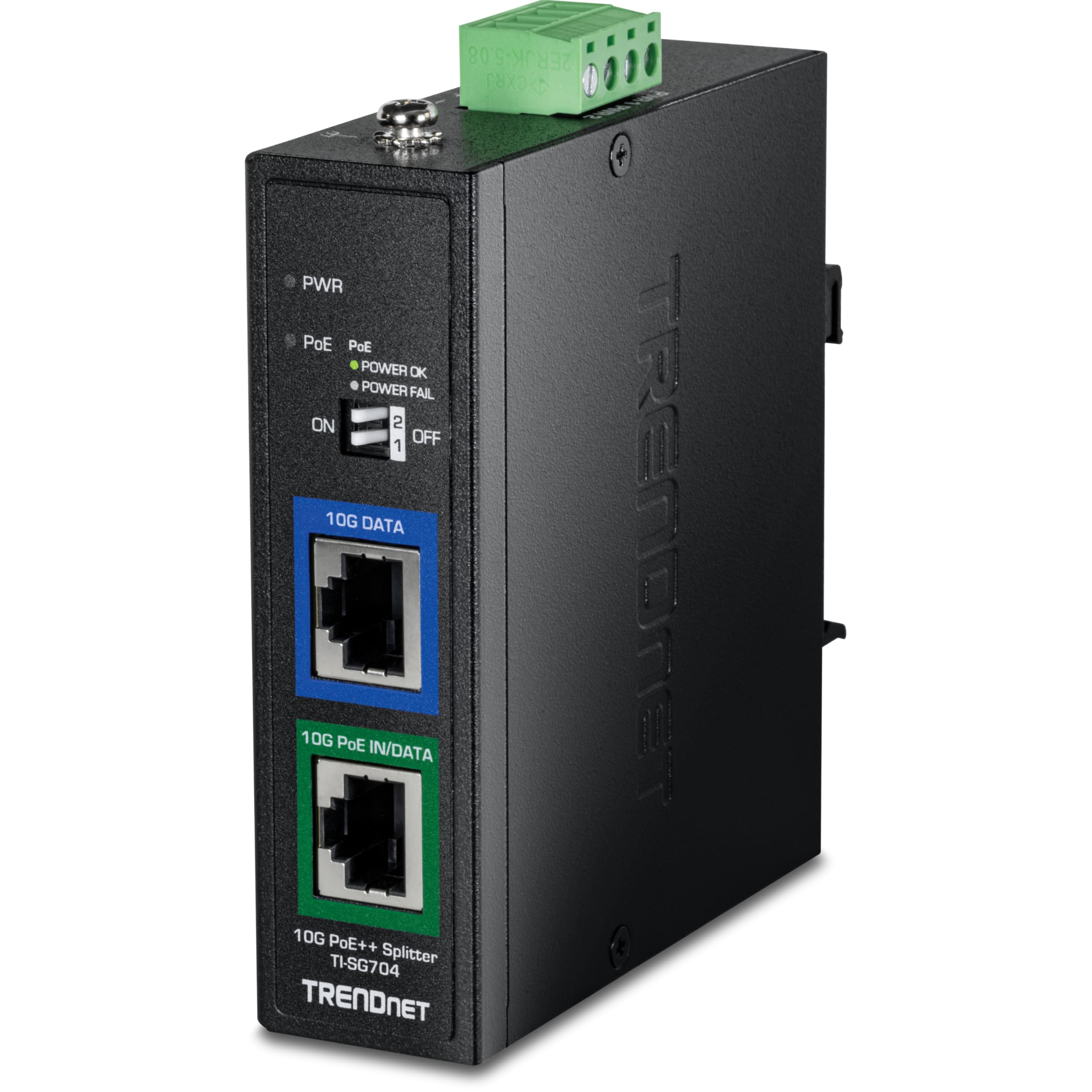 TRENDnet Industrial 10G PoE++ Splitter, TI-SG704, Splits a 10G 90W PoE++ Signal into Separate Power and Data Sources, NDAA & TAA