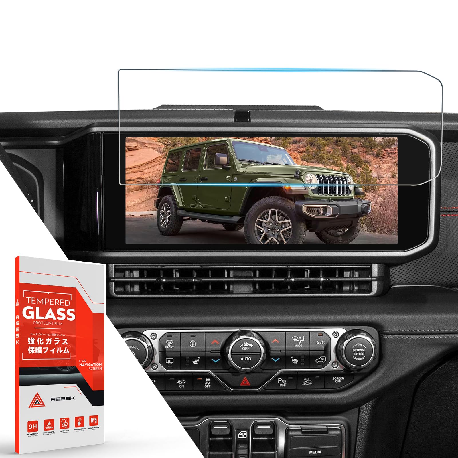 Aszsk Screen Protector For Wrangler 2024,12.3Inch Tempered Glass Protective Film Compatible With Jeep Wrangler Jl,Anti Scratch H