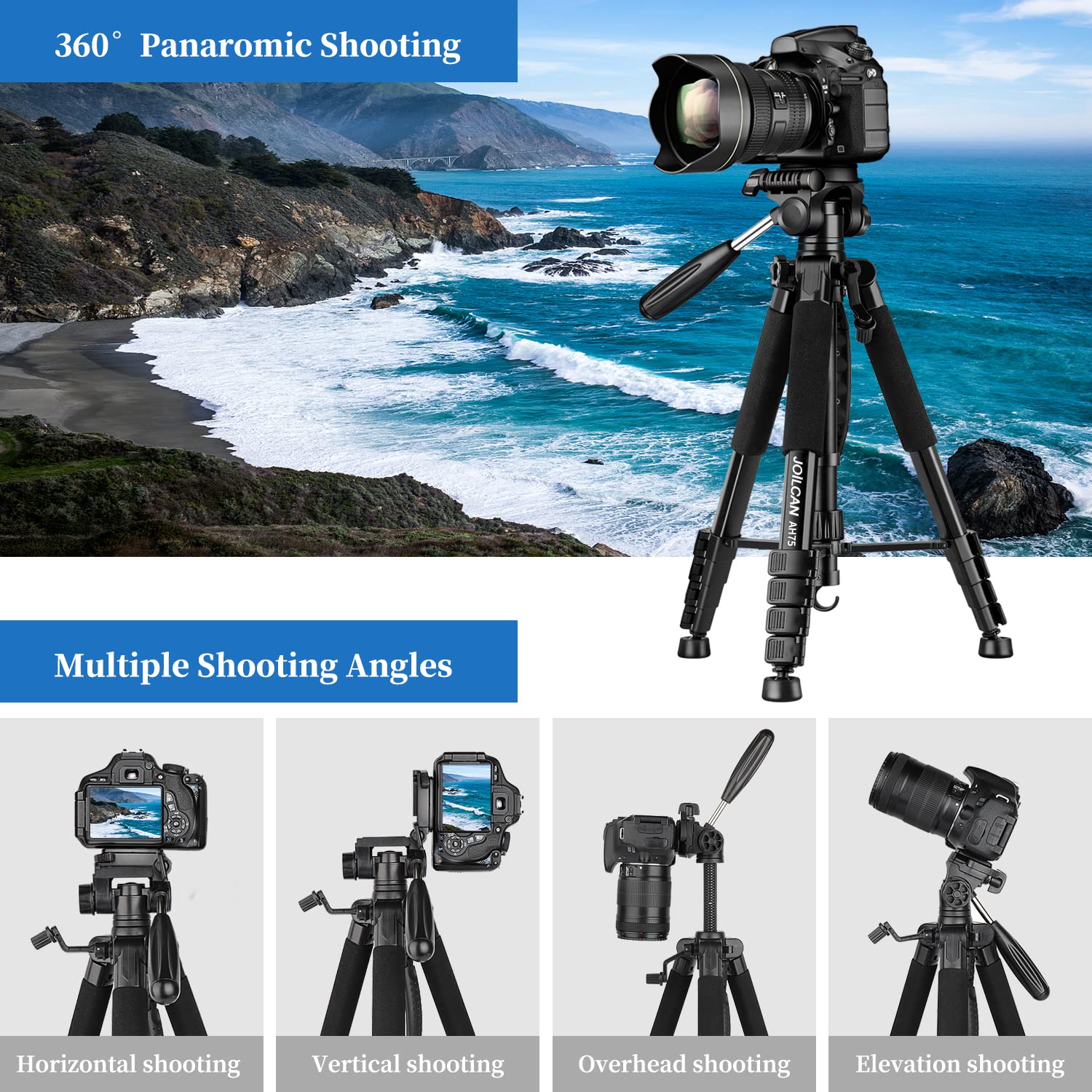 Joilcan Tripod Camera Tripods, 74'' Tripod For Camera Phone Video Recording, Heavy Duty Camera Tripod Stand, Professional Travel