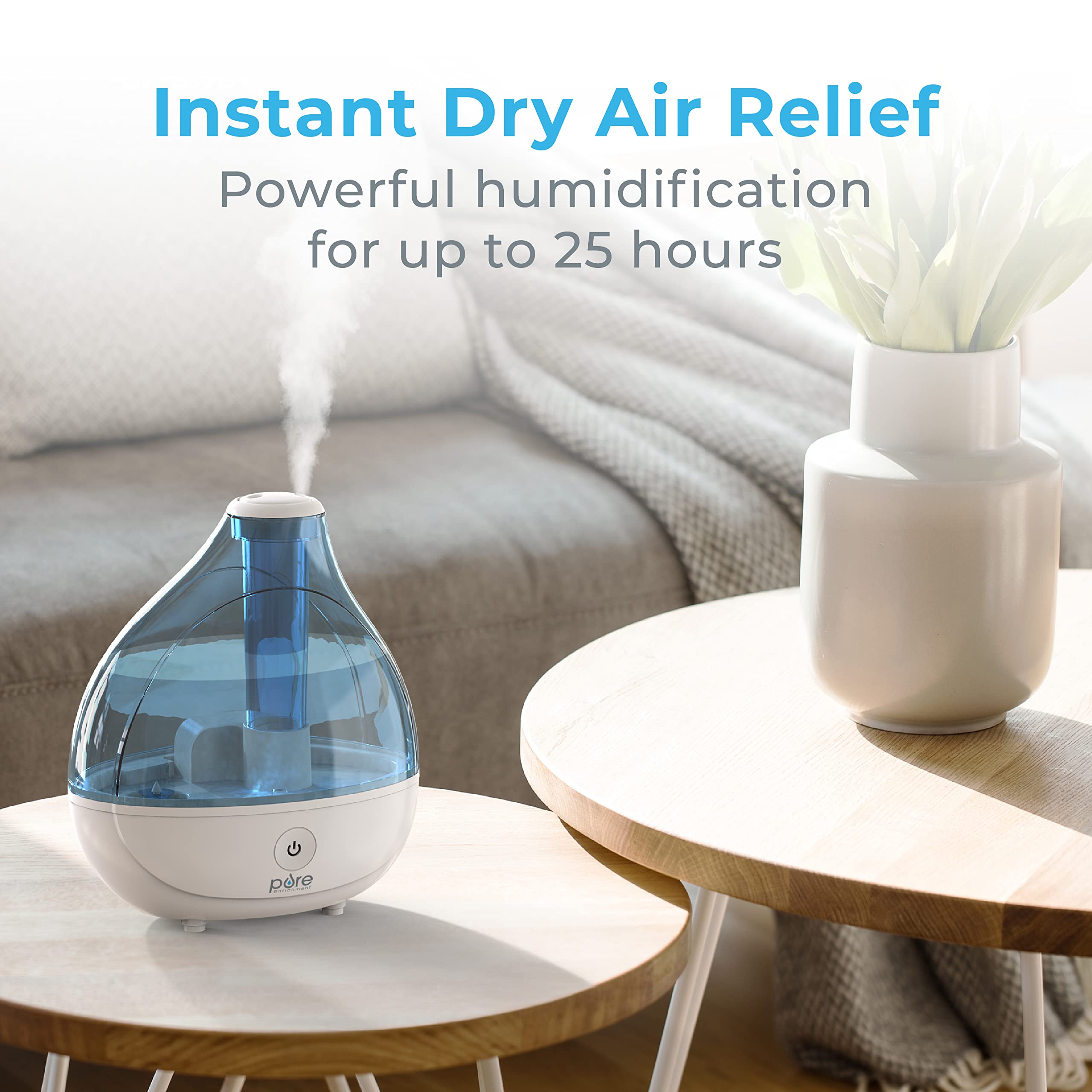 Pure Enrichment Mistaire Ultrasonic Cool Mist Humidifier   Quiet Air Humidifier For Bedroom, Nursery, Office, & Indoor Plants