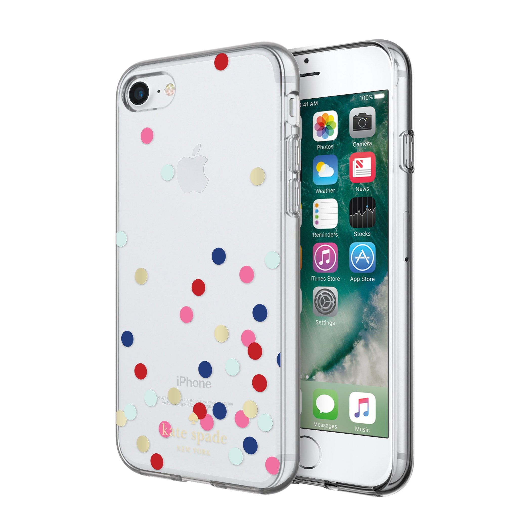 Kate Spade New York Flexible Hardshell Case For Iphone 8   Also Compatible With Iphone 7   Confetti Dot Clear / Multi / Gold