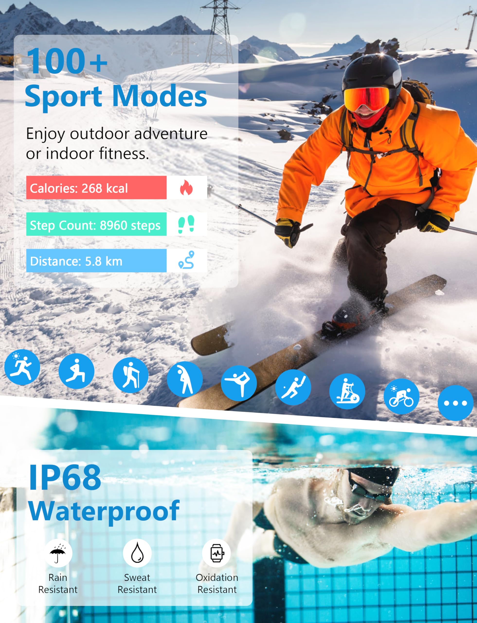 Smart Watch, 44Mm Smartwatch Answer Make Calls, Alexa 1.83'' Fitness Watch, Ip68 Waterproof Fitness Tracker Women Men, Heart Rat