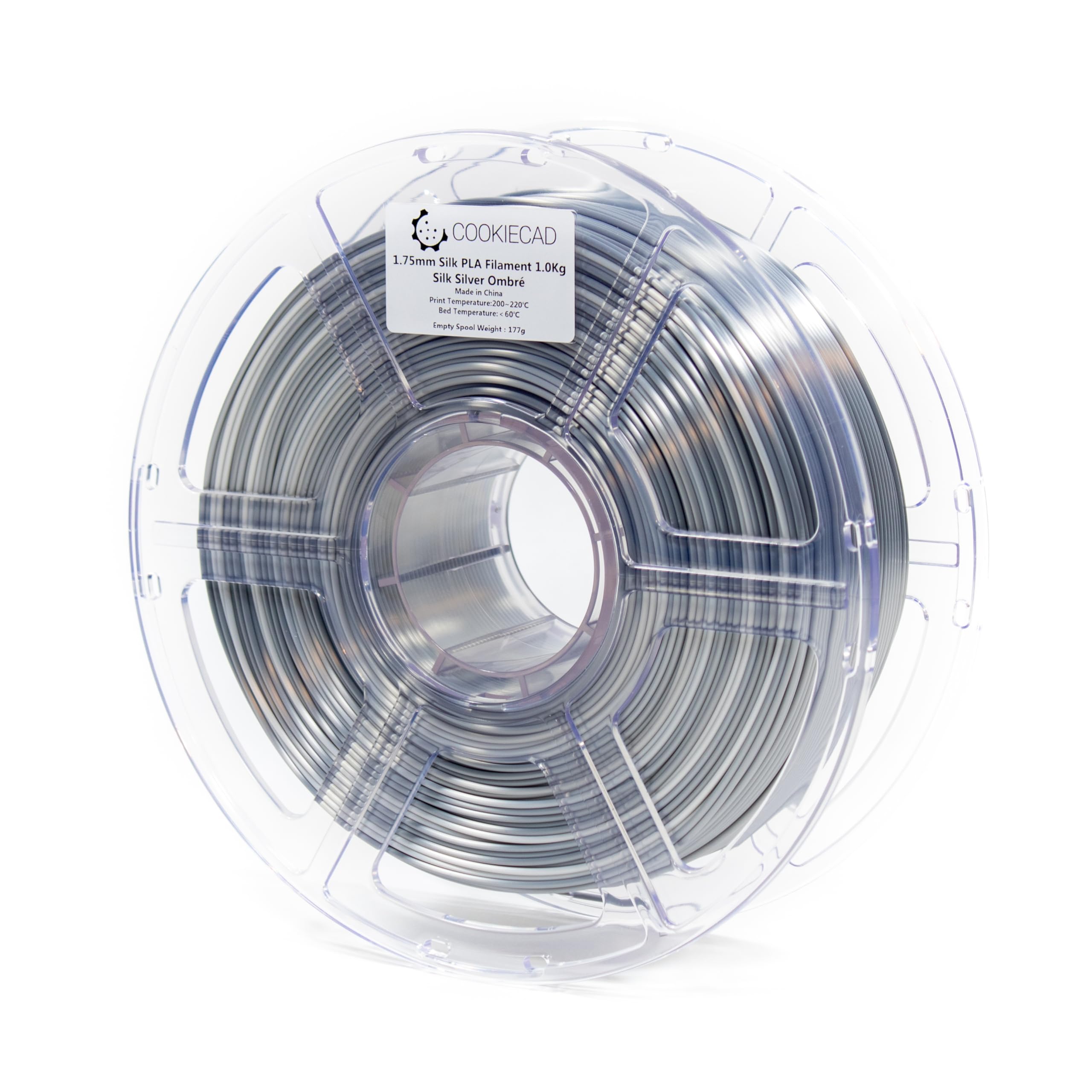 Cookiecad Silk Pla Filament 1.75Mm 1Kg Rainbow Multicolor 3D Printer Filament   Silver Ombre Silk Pla
