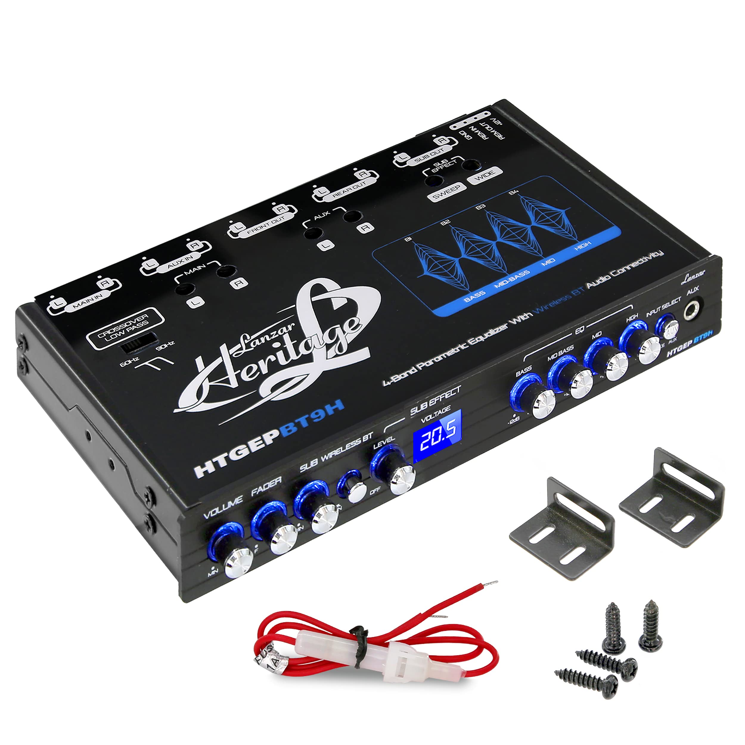Lanzar 4 Band Parametric Equalizer   Bluetooth Wireless Audio Connectivity, Blue Light Illumination, Works With All Of Todays La