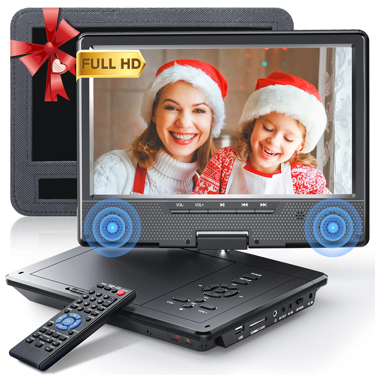 Arafuna 12.5' Portable Dvd Player For Car, 10.5' Hd Swivel Screen With Car Headrest Holder, 5 Hour Rechargeable Battery, Support Usb/Sd/Sync Tv, Regions Free, Last Memory