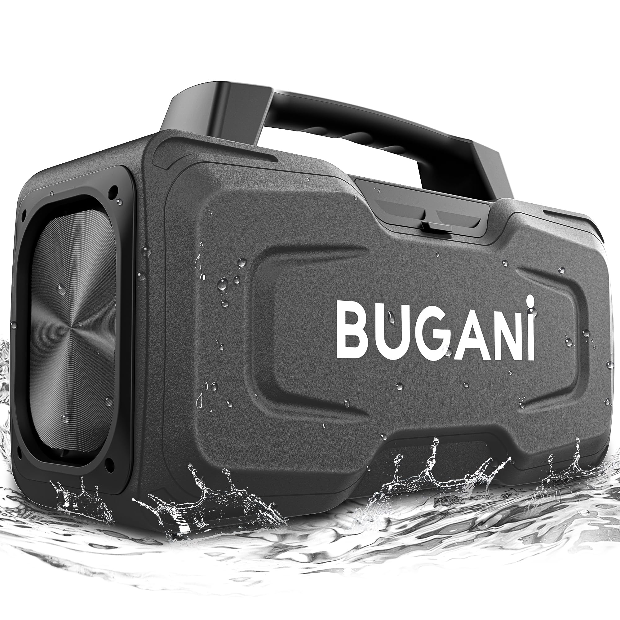 BUGANI Bluetooth Speaker, 80W Powerful Portable Wireless Speakers IPX7 Waterproof Speaker, Outdoor Loud Speakers with Handle 24H