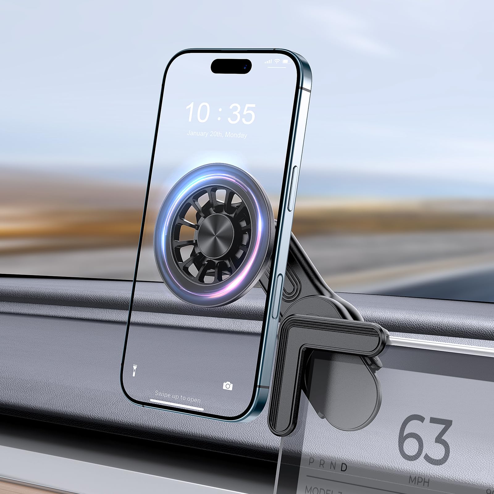 For Tesla Phone Mount, [Strongest Magnet] Magnetic Car Mount For Magsafe, For Tesla Model 3/Y/X/S/Cybertruck Touchscreen Car Pho