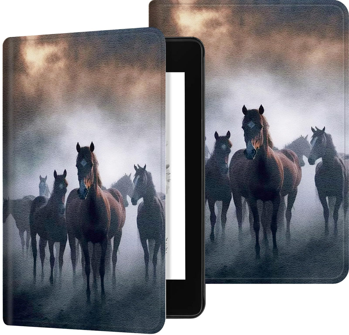 Kindle 6'' Case - 11Th/12Th Gen, Slim Pu Leather Kickstand Cover With Auto Wake/Sleep, Horse Herd