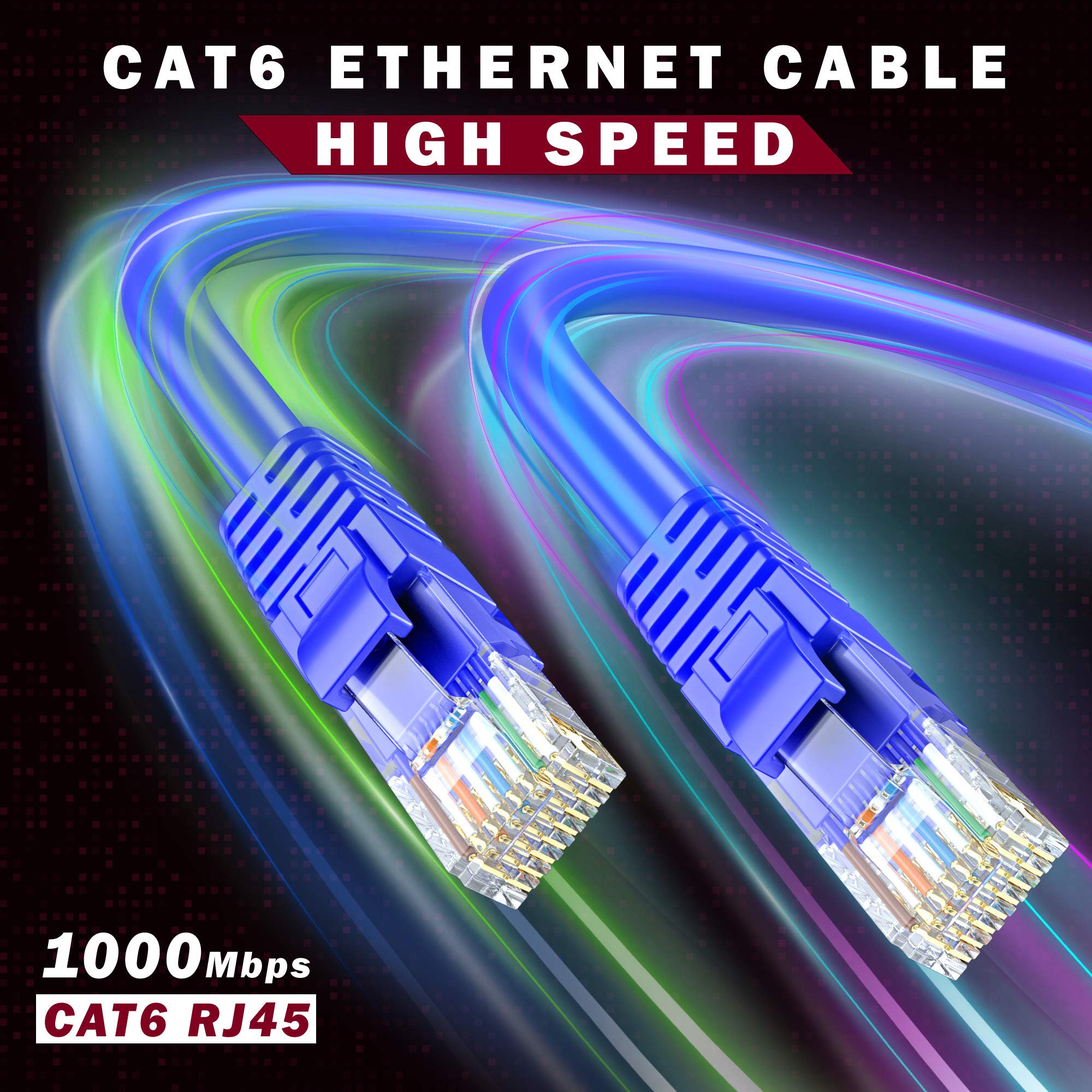 Maximm Cat 6 Ethernet Cable 250 Ft, 100% Pure Copper, Cat6 Cable Lan Cable, Internet Cable, Patch Cable And Network Cable   Utp (Blue) 250 Feet