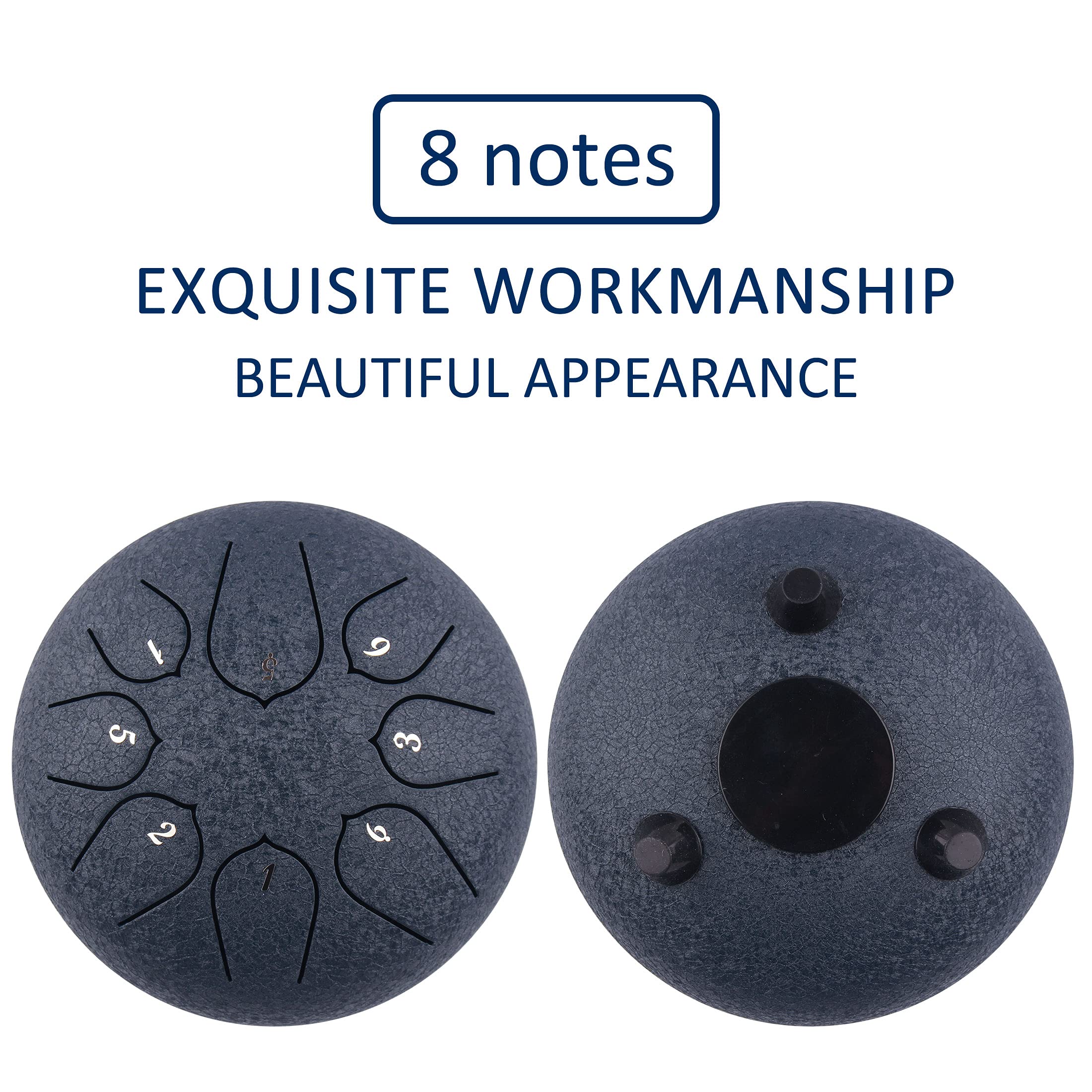 Lomuty Steel Tongue Drum   8 Notes 6 Inches   Percussion Instrument  Handpan Drum With Bag, Music Book, Mallets, Finger Picks (6