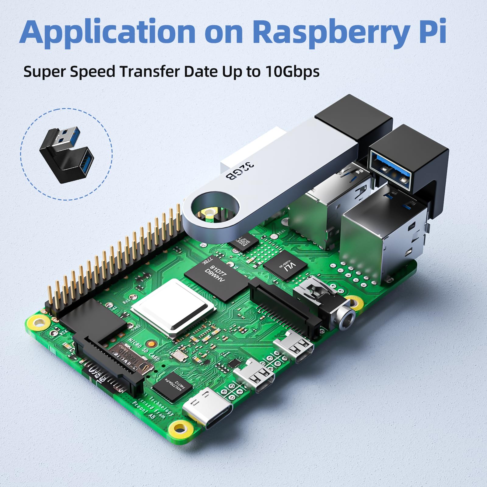 Duhesin 6 Pack 180 Degree & 90 Degree Usb 3.1 Adapter, Left And Right Angle Usb A Male To Female Extender Connector For Pc, Laptop, Usb A Car Charger, Surface Pro 7+, Raspberry Pi And More