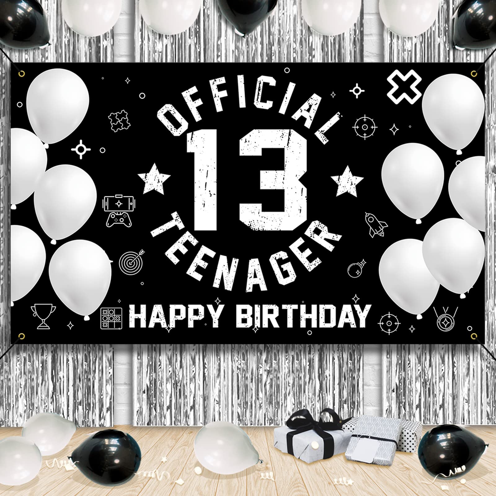Htdzzi 13Th Birthday Backdrop Banner, Happy 13Th Birthday Decoration For Boys Girls, Official Teenager 13 Birthday Party Yard Si