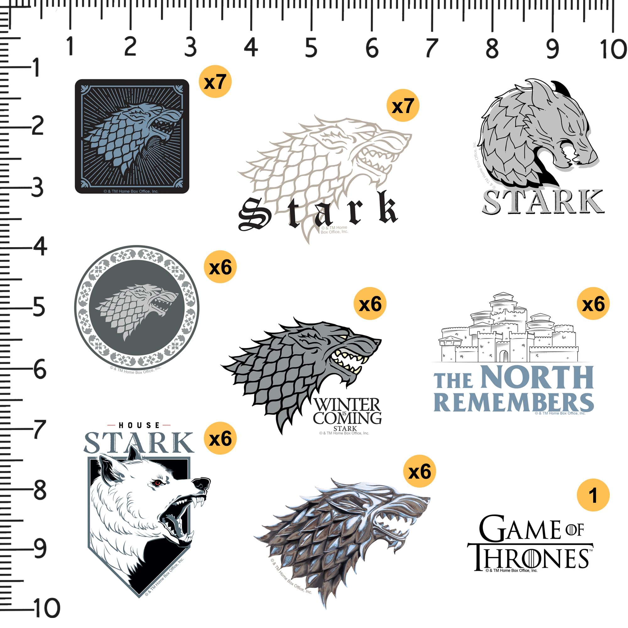GRAPHICS & MORE Game of Thrones House Stark Vinyl Sticker Pack - 50ct for Laptop, Water Bottle, Scrapbooking, Indoor/Outdoor