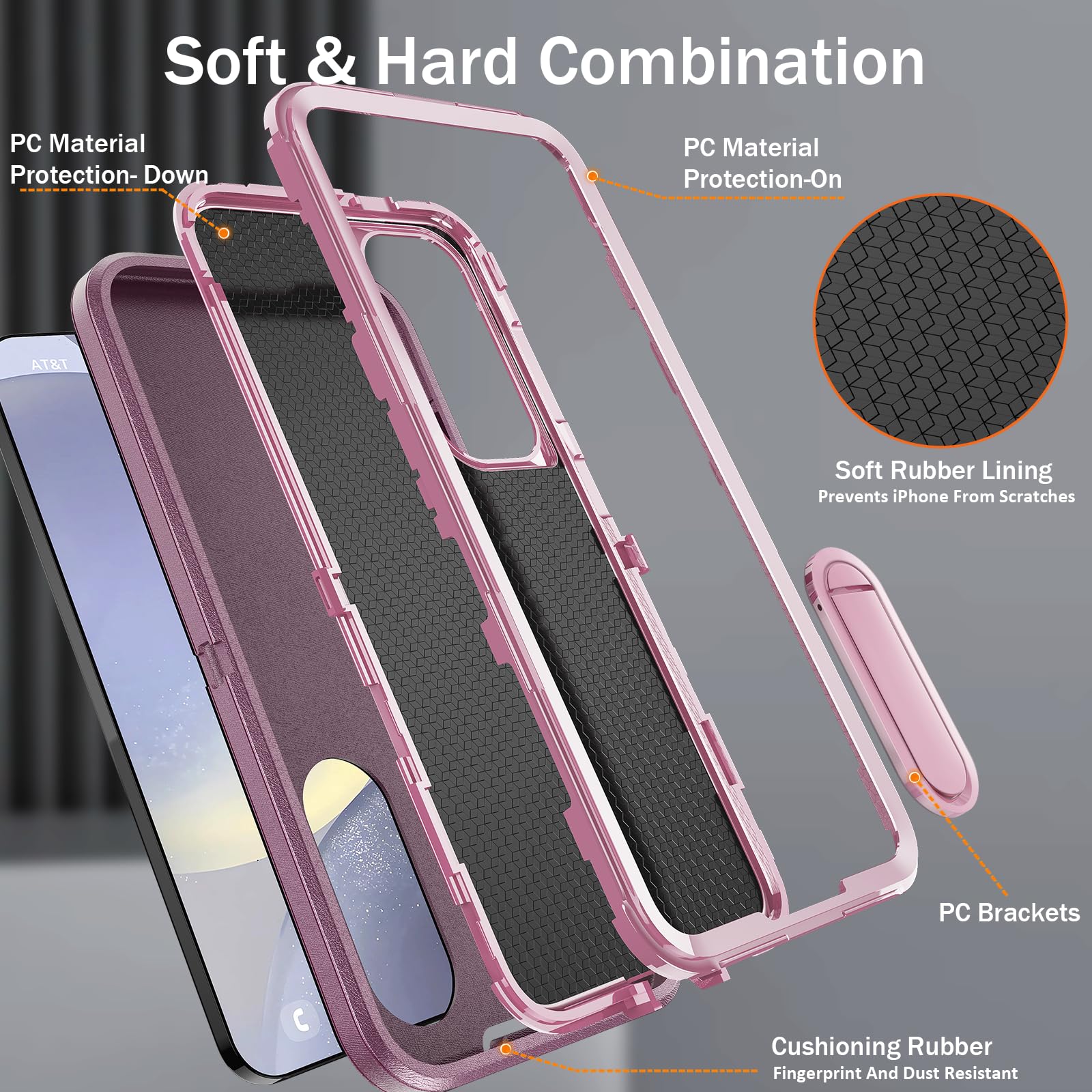 Bahahoues For Samsung Galaxy S24 Case For Samsung S24 Phone Case With Built In Kickstand, Shockproof/Dustproof/Drop Proof Milita