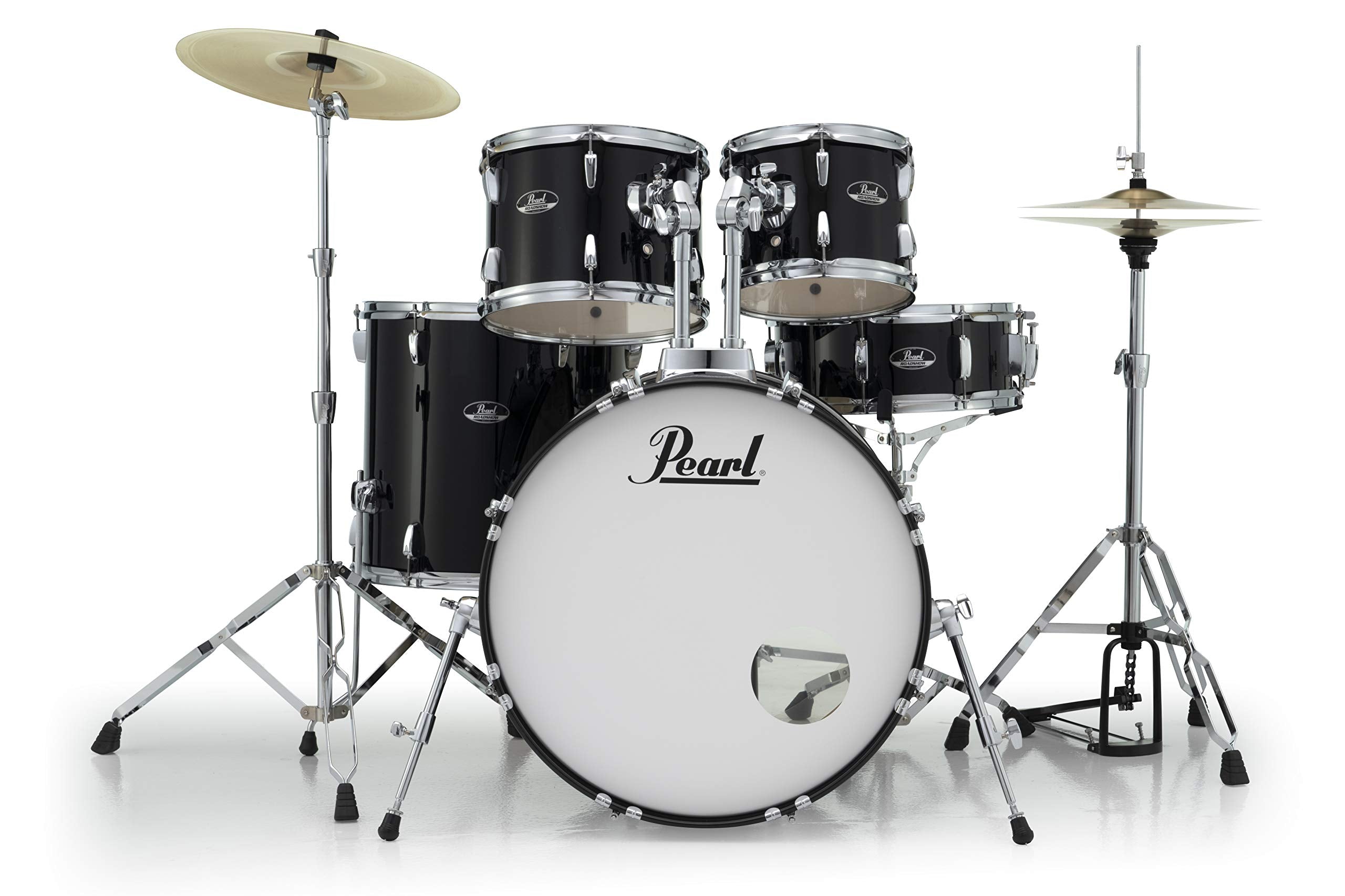 Pearl Roadshow Drum Set 5 Piece Complete Kit With Cymbals And Stands, Jet Black (Rs525Sc/C31)