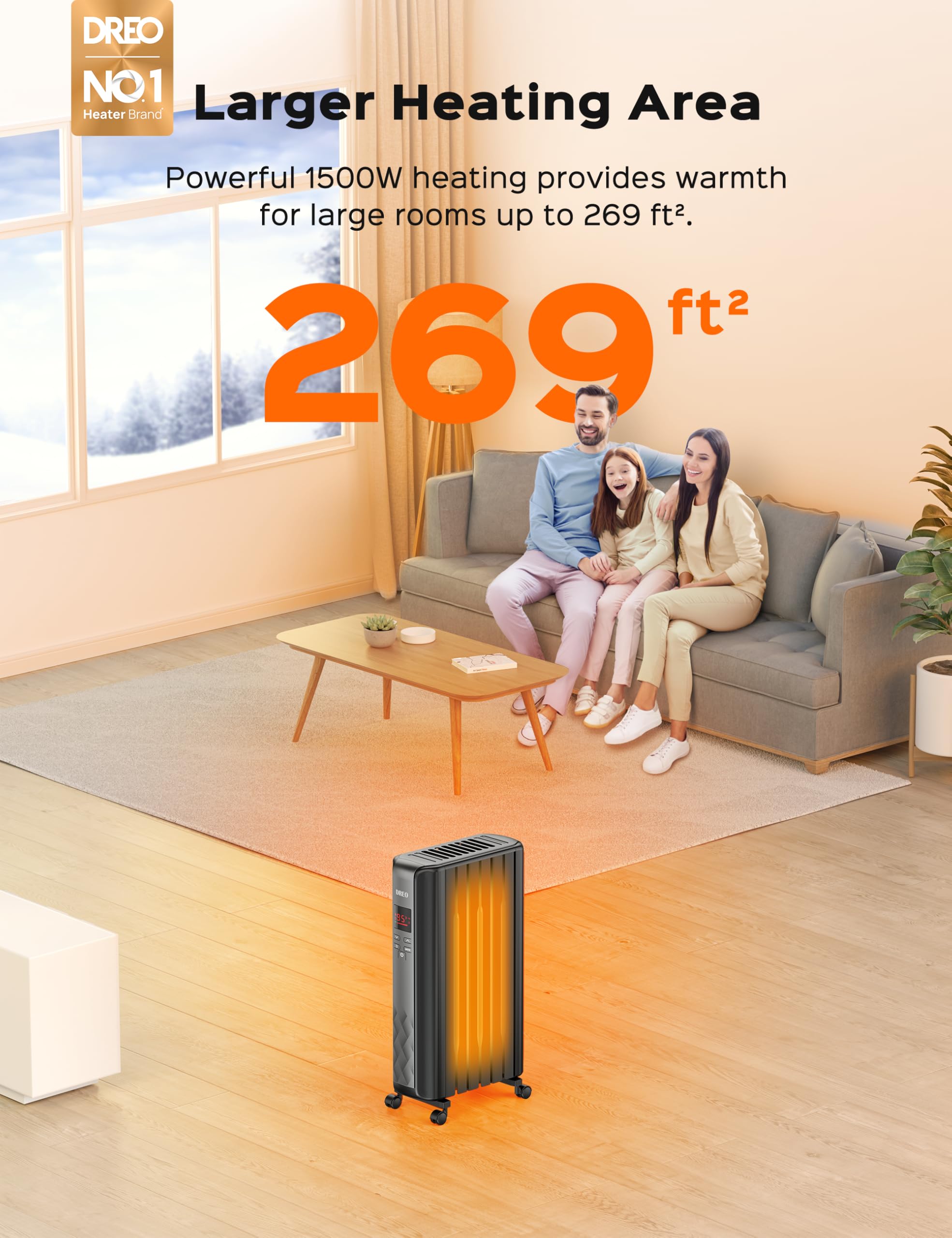 Dreo Oil Filled Radiator Heater, Electric Radiant Heater With Remote Control, 4 Modes, Overheat & Tip Over Protection, 24H Timer