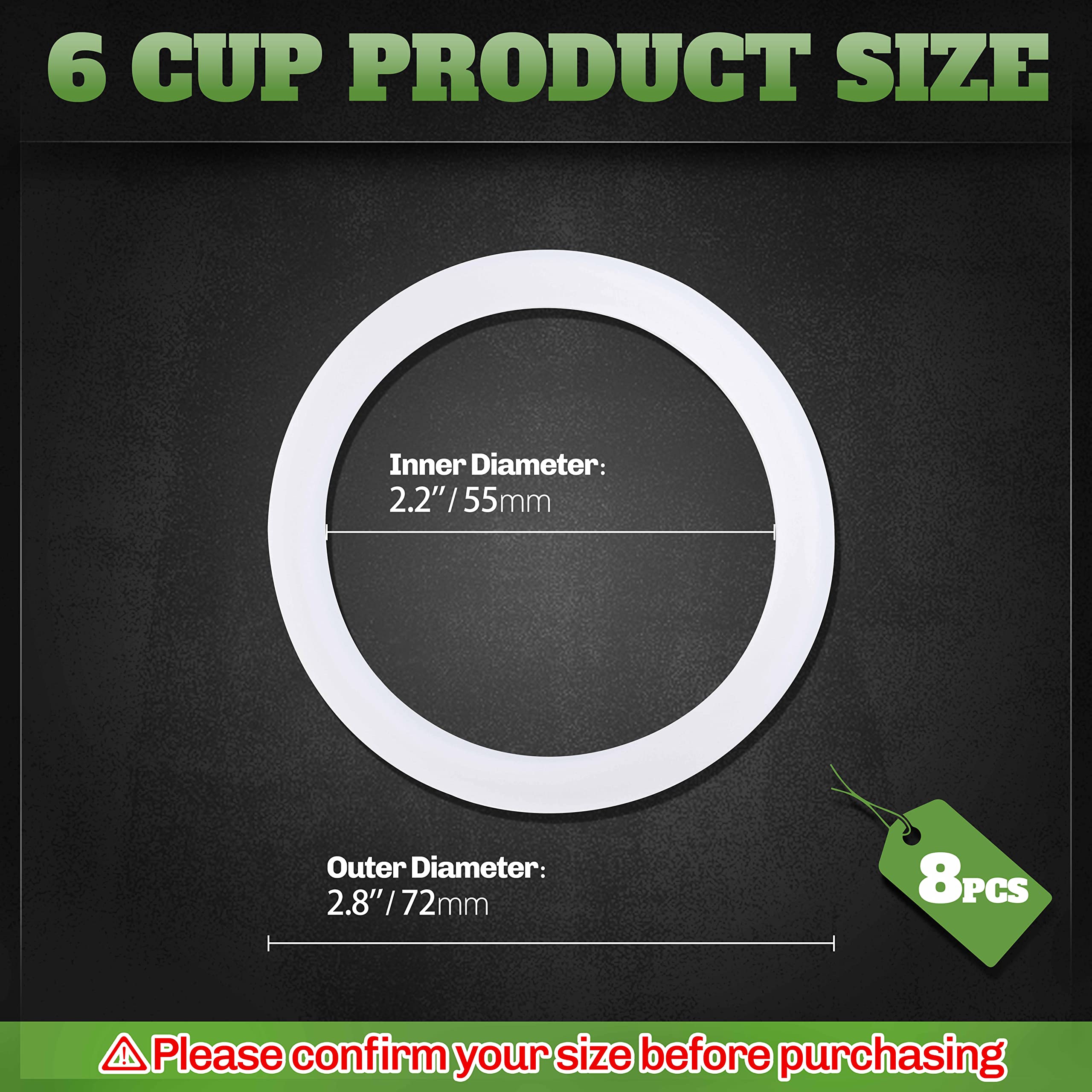 Litorange 8 Pcs Replacement Spare Food Grade Silicone (Better Than Rubber) Gasket Seal Ring For Aluminium Stovetop Coffee Maker