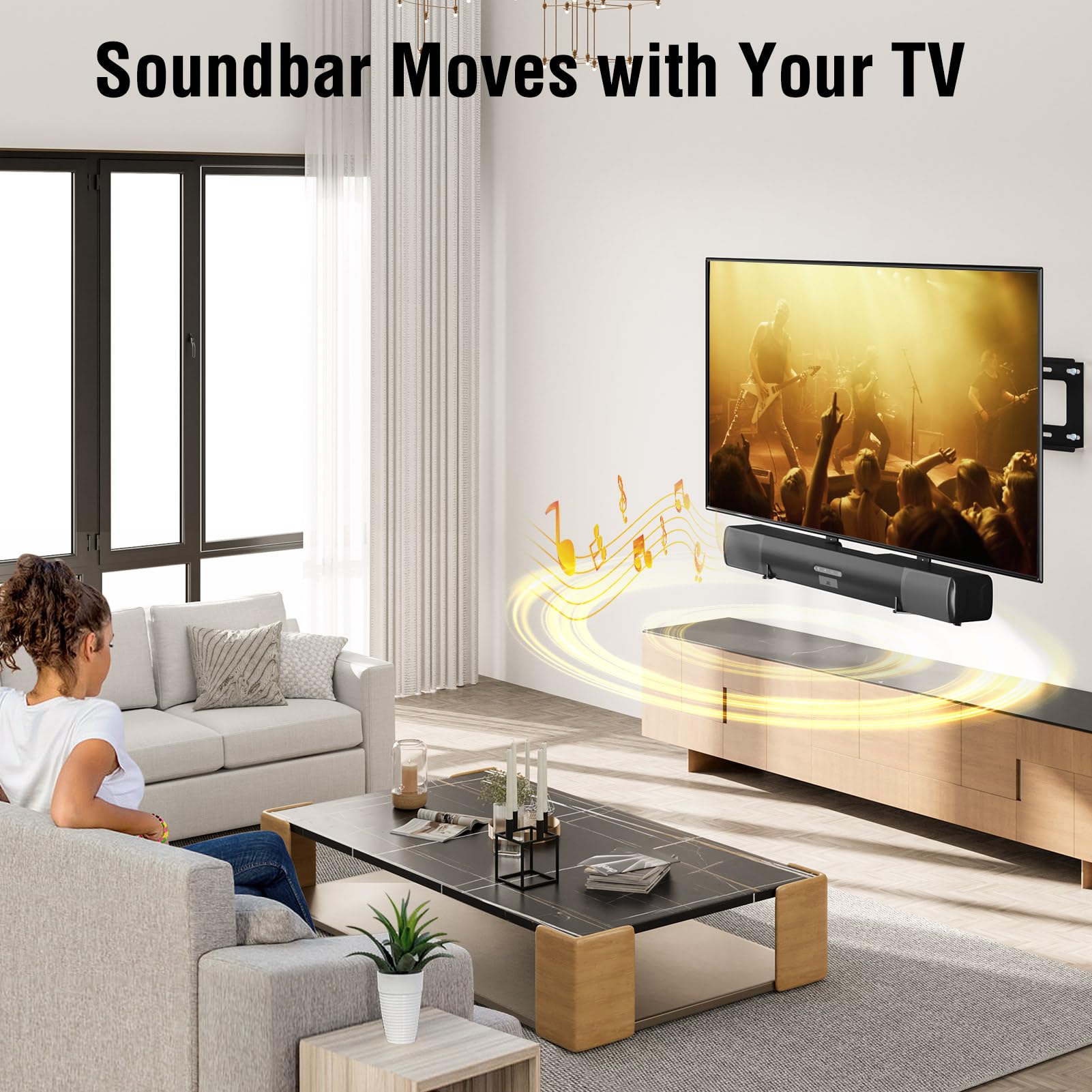 Elived Soundbar Mount Soundbar Mounting Bracket Under Tv For Soundbar With/Without Holes, Sound Bar Tv Bracket With 6.5'' Holder