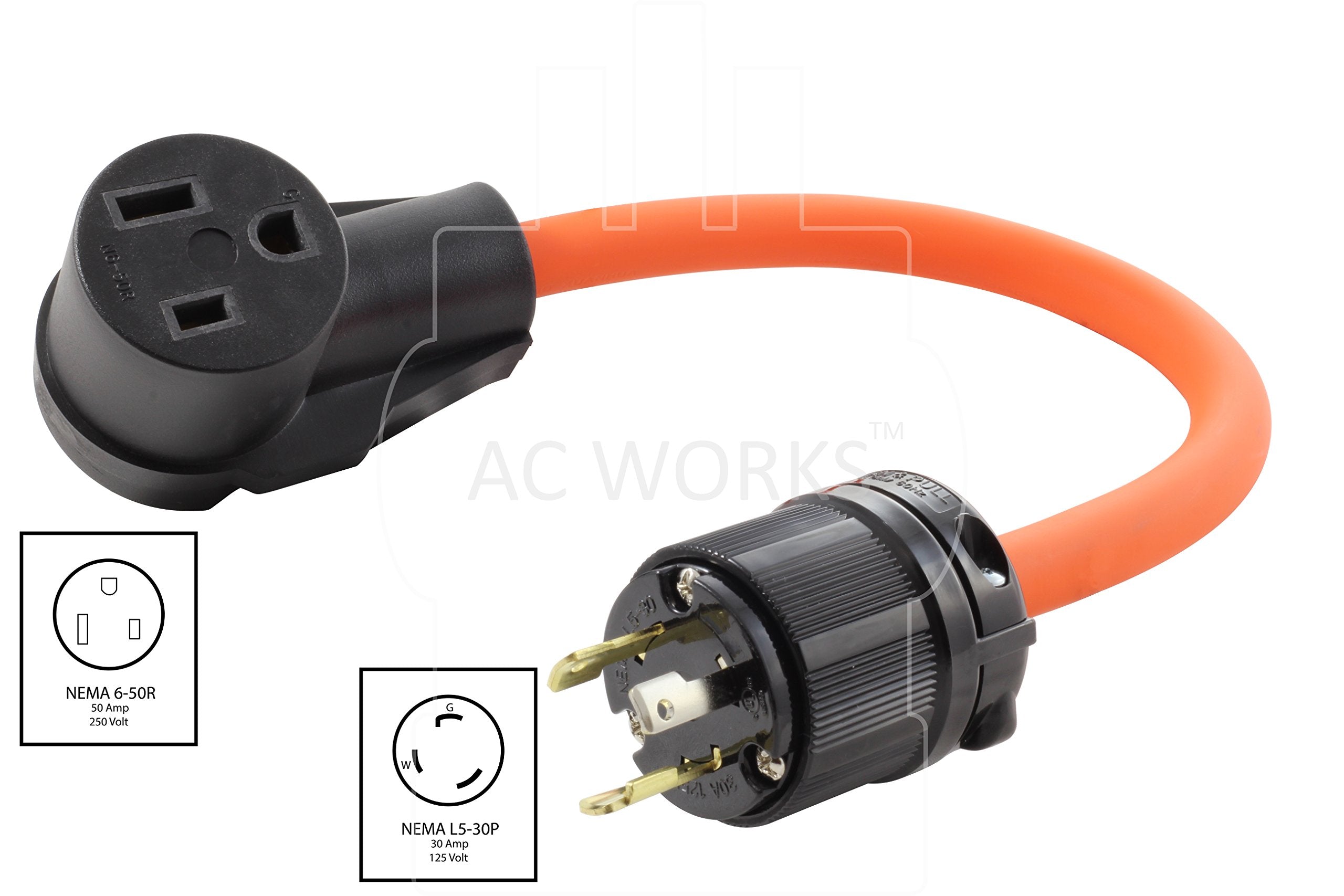 Ac Works 6 50 Welder Adapter (L5 30 30A 125V 3 Prong Locking To 6 50)