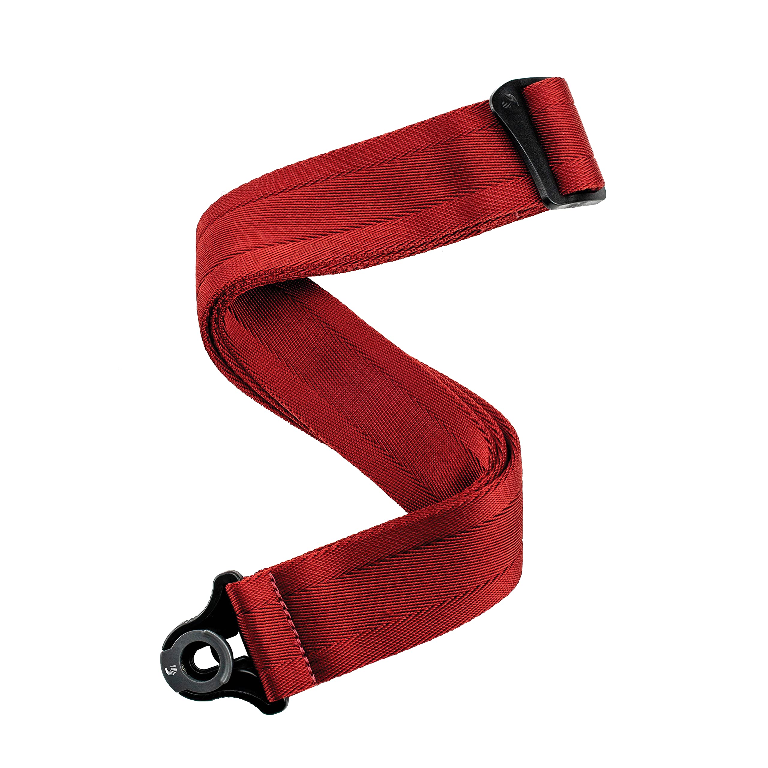 D'Addario Auto Lock Guitar Strap   Acoustic & Electric Guitar Accessories   Easy To Use Auto Locking Guitar Straps   Uses Existing Guitar Strap Buttons   Nylon   Blood Red