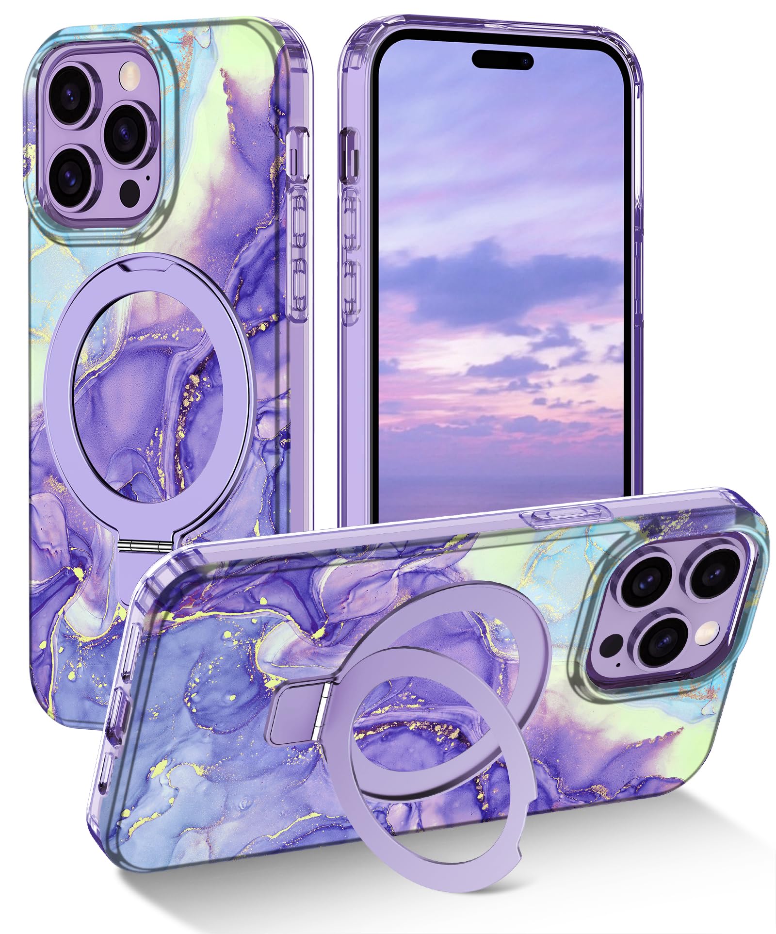 Lamcase For Iphone 14 Pro Case With Magnetic Invisible Ring Stand [Compatible With Magsafe], Full Body Rugged Slim Women Men Gir